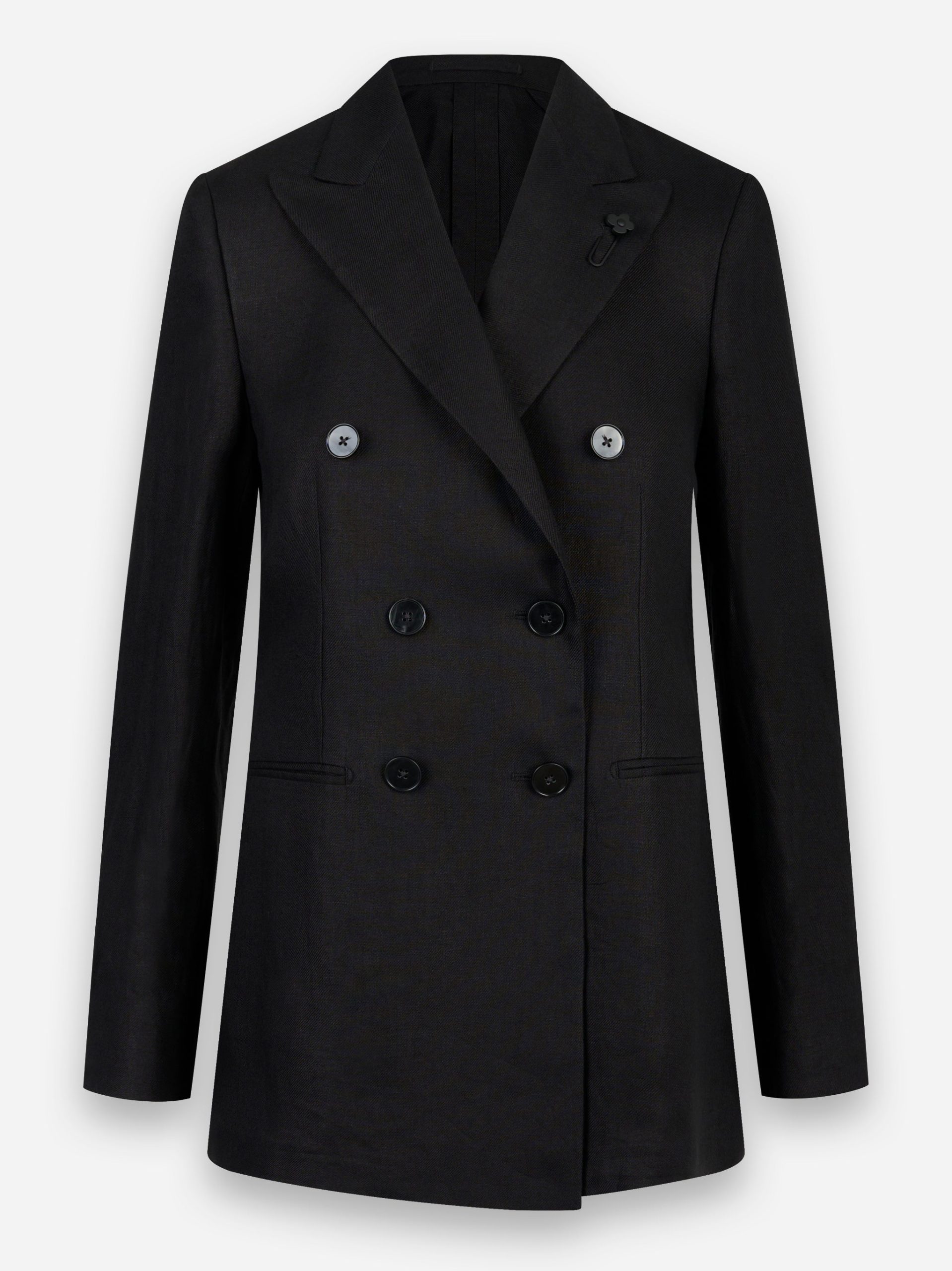 Blazer doppiopetto in lino Nero