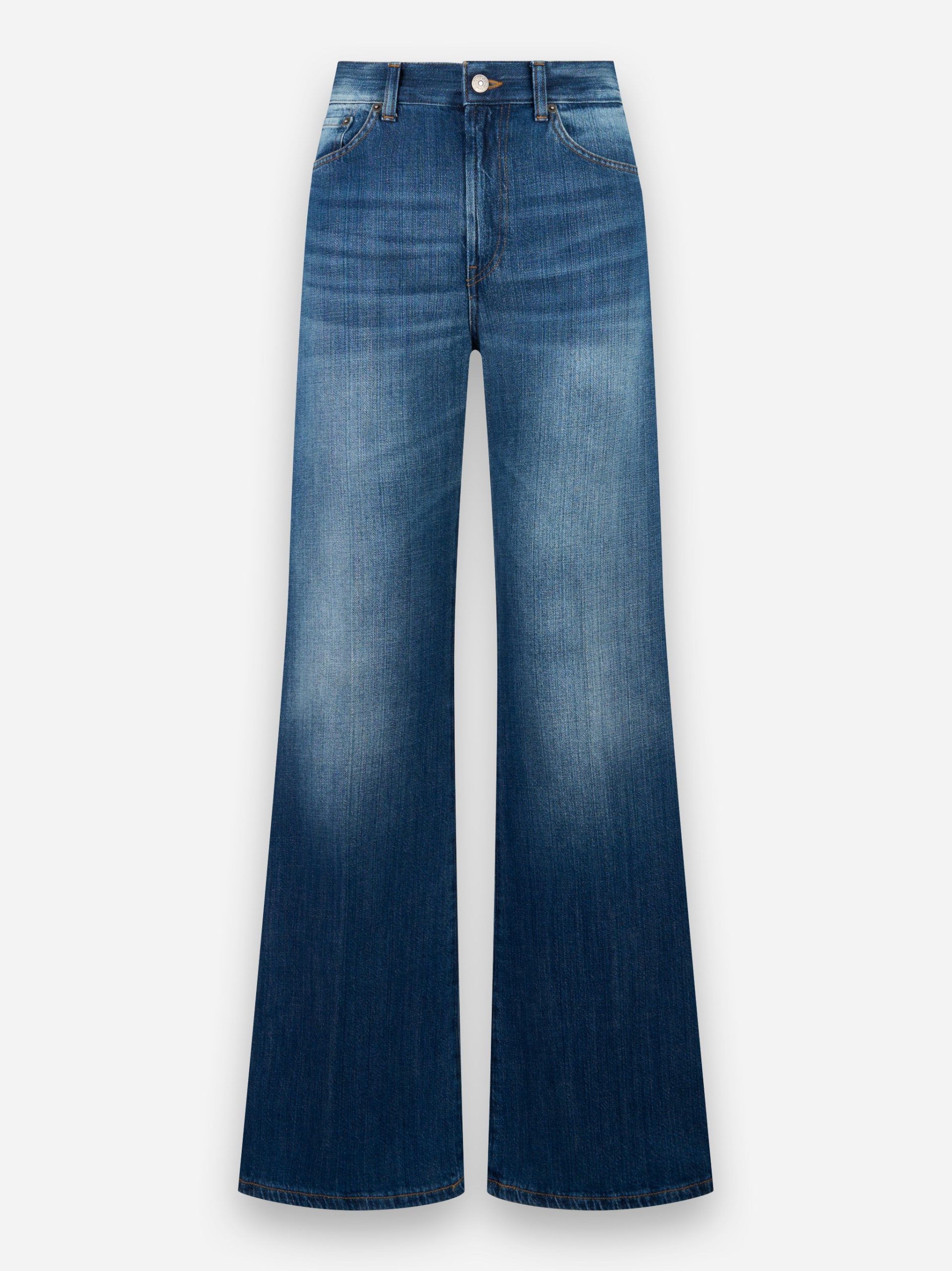 Jeans Amber wide leg in denim fermo Blu
