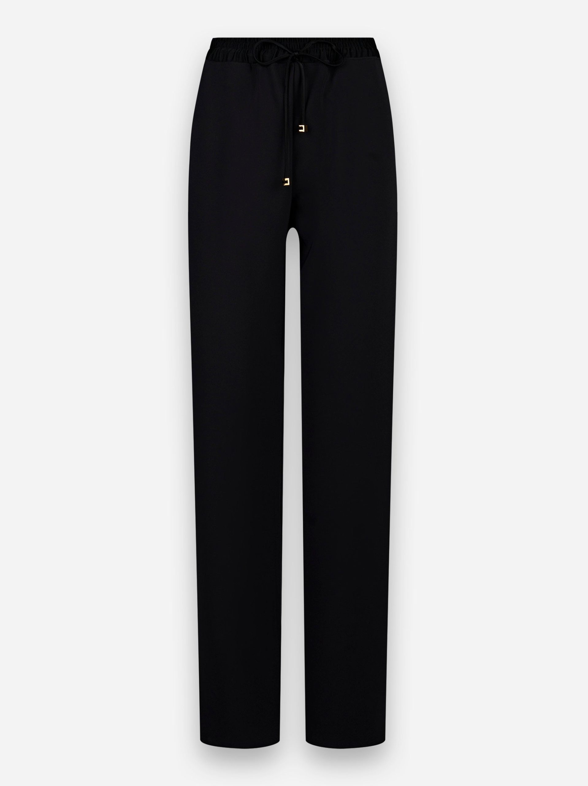 Pantaloni smoking in crepe con bande in raso Nero