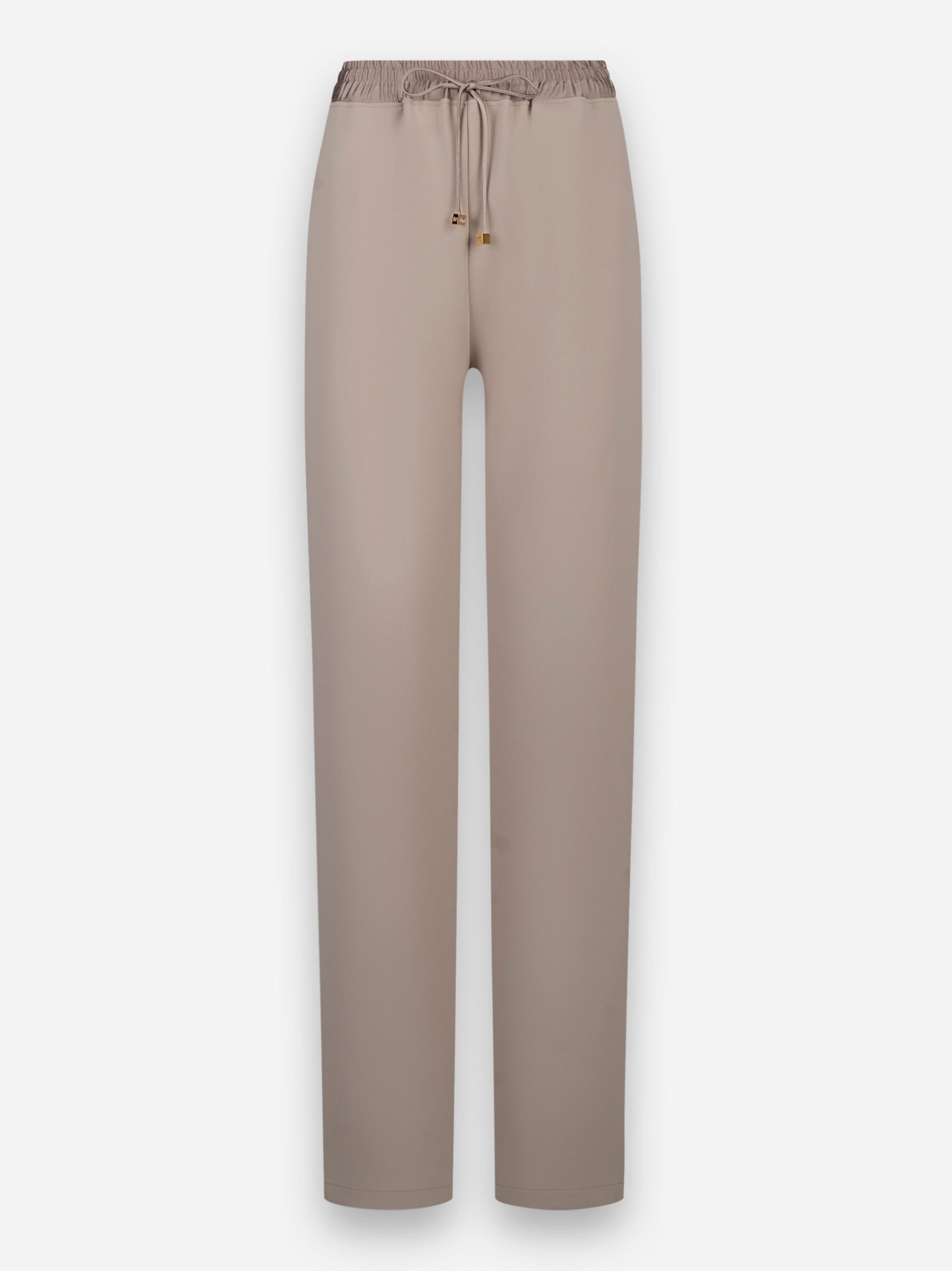 Pantaloni smoking in crepe con bande in raso Beige