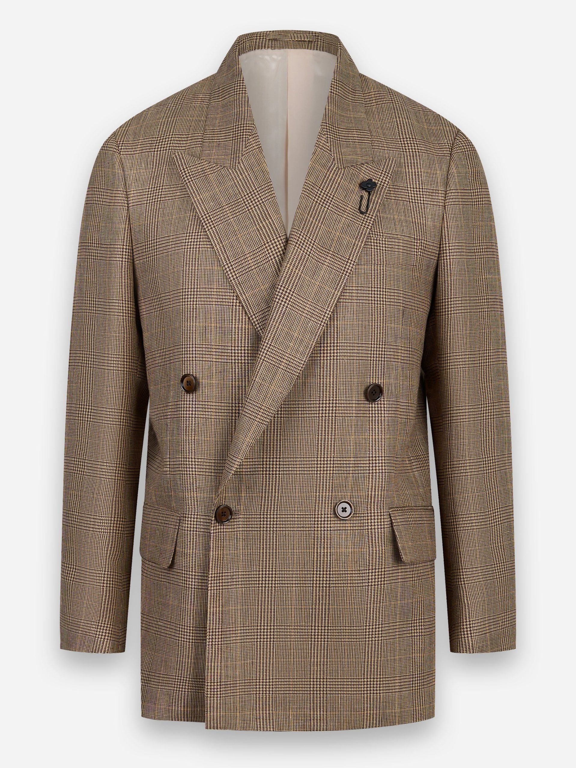 Blazer doppiopetto oversize con motivo check Beige