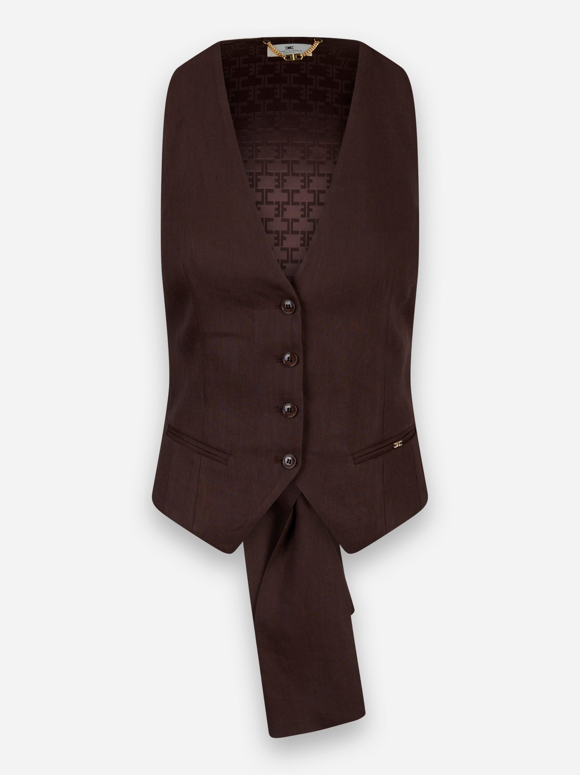 Gilet in gabardina di misto lino Marrone
