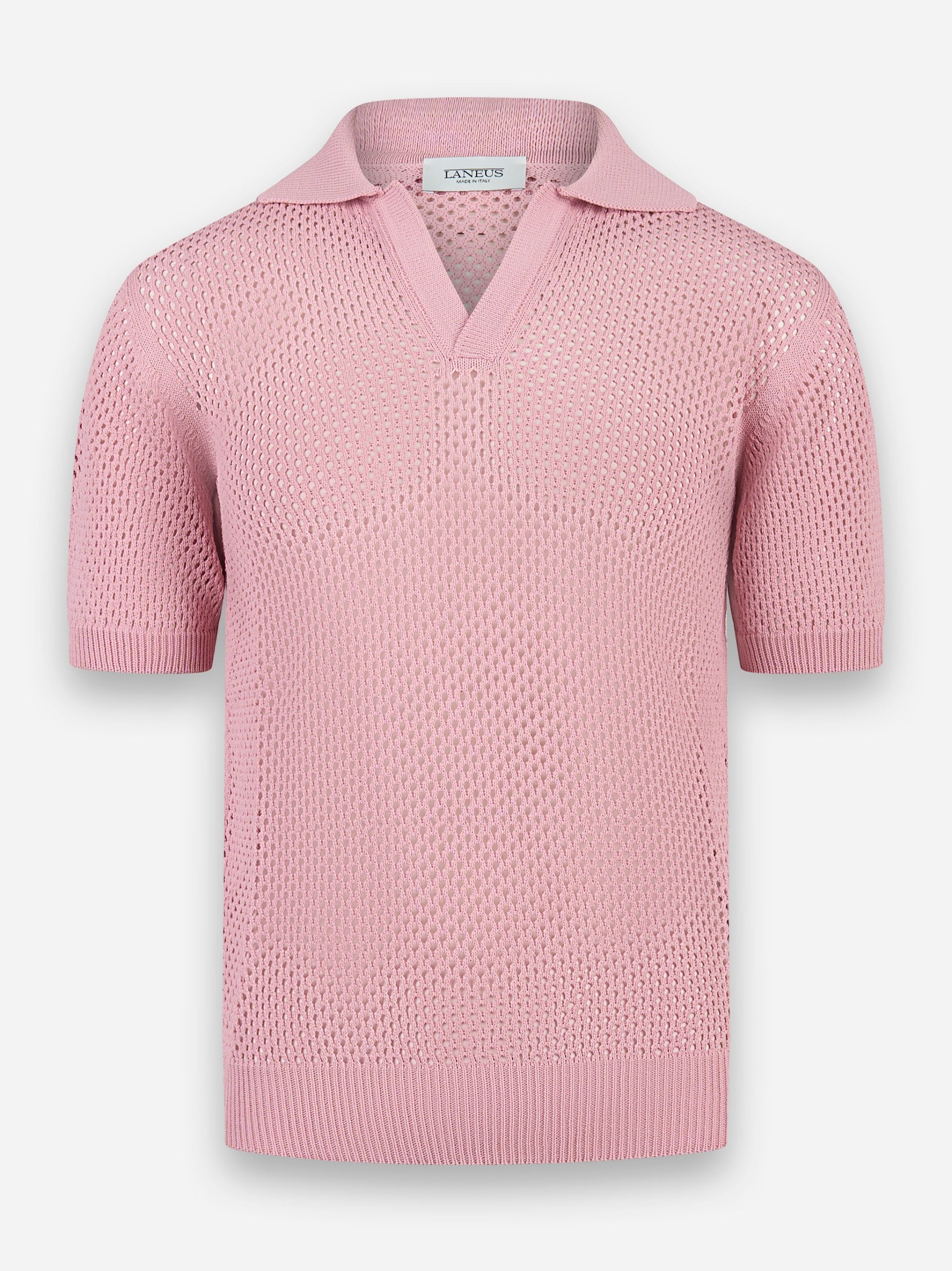 Polo traforata in viscosa Rosa