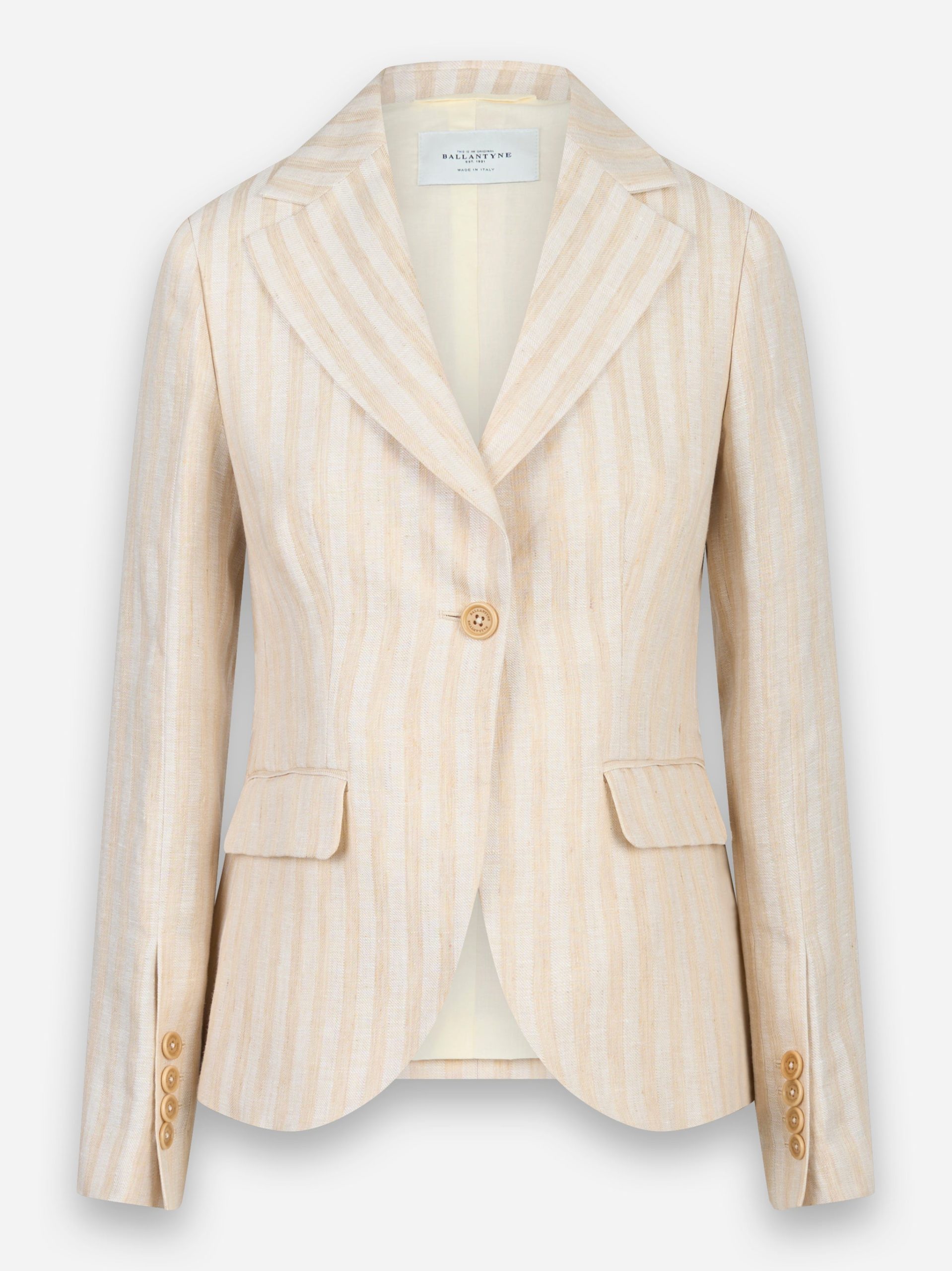 Blazer in puro lino con motivo a righe Beige