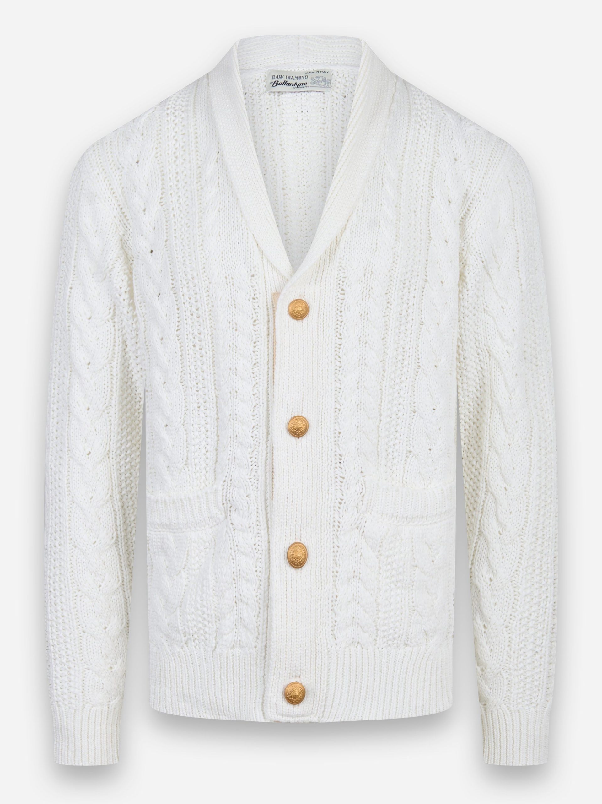 Cardigan in cotone con lavorazione a treccia Bianco