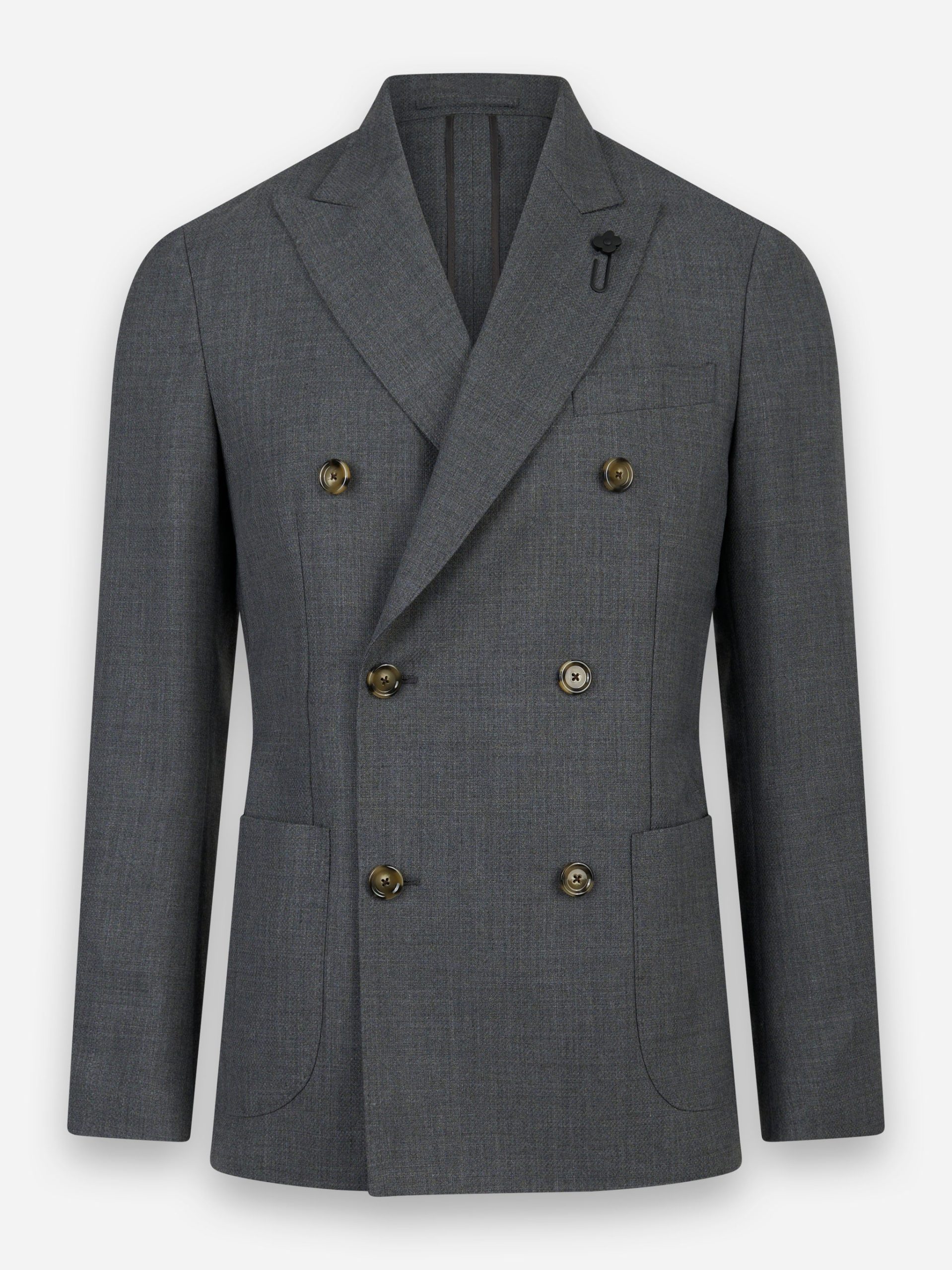 Blazer in lana con tasche a toppa Grigio