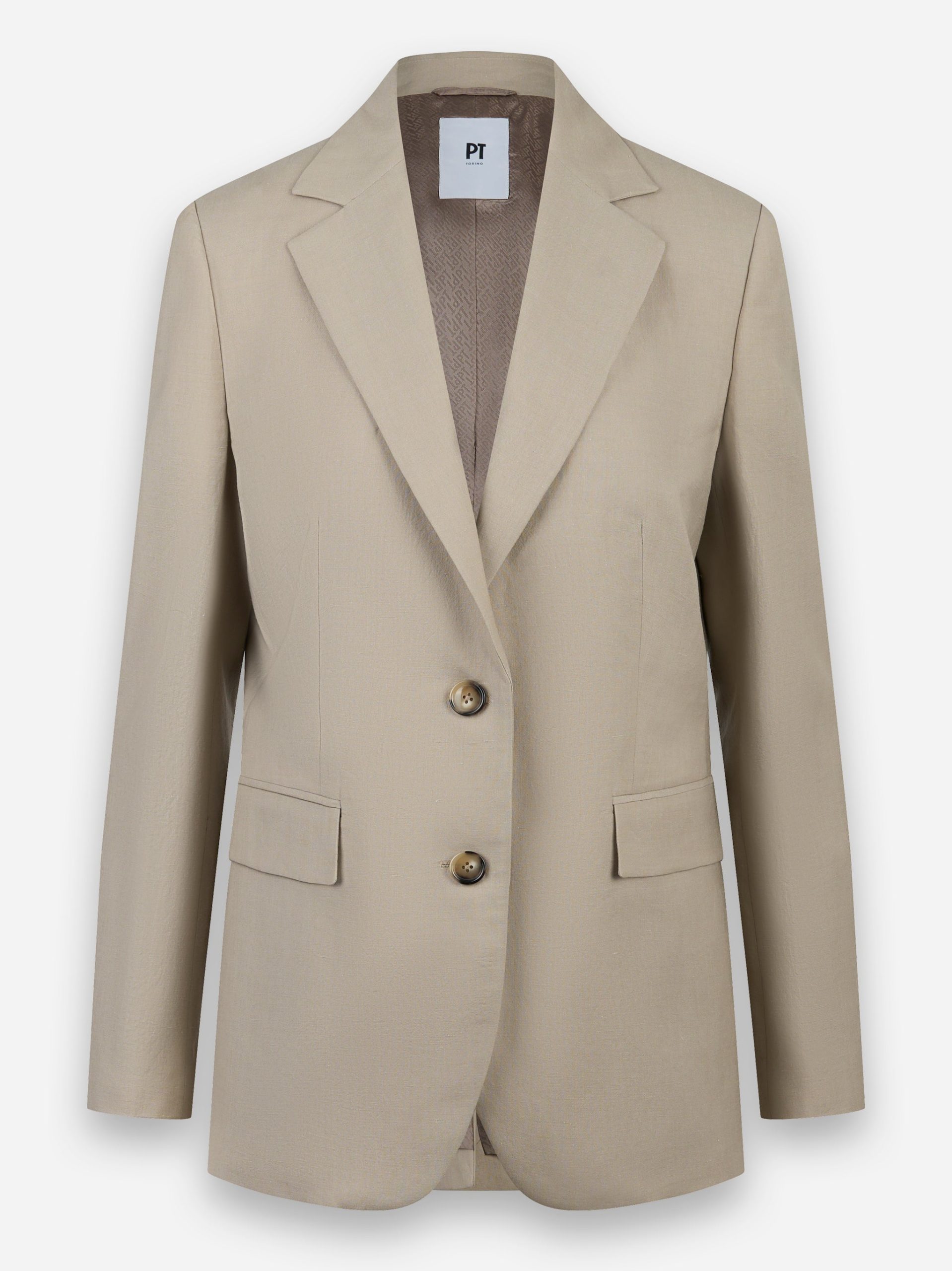 Blazer due bottoni in lana e lino Beige