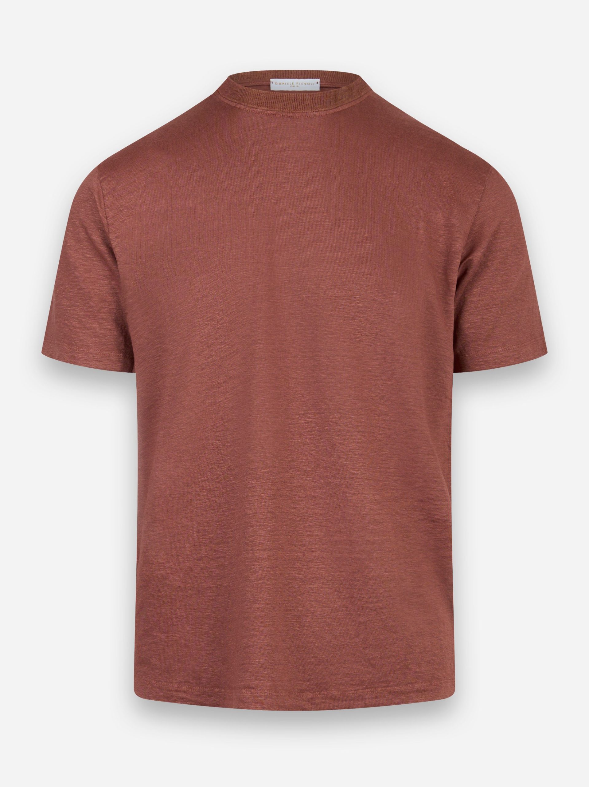 T-shirt manica corta in lino Marrone
