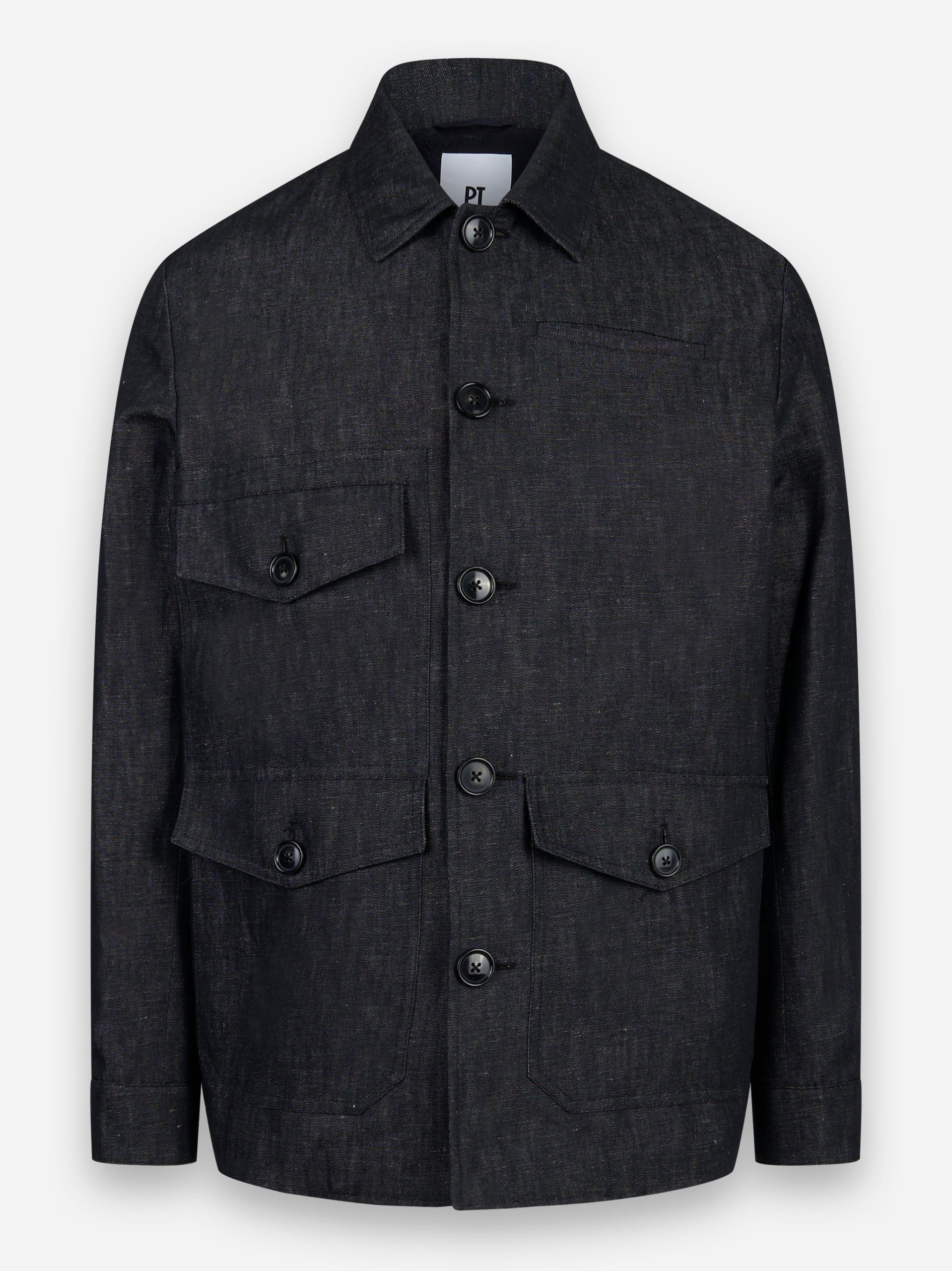 Over Jacket in cotone e lino con tasche applicate Blu