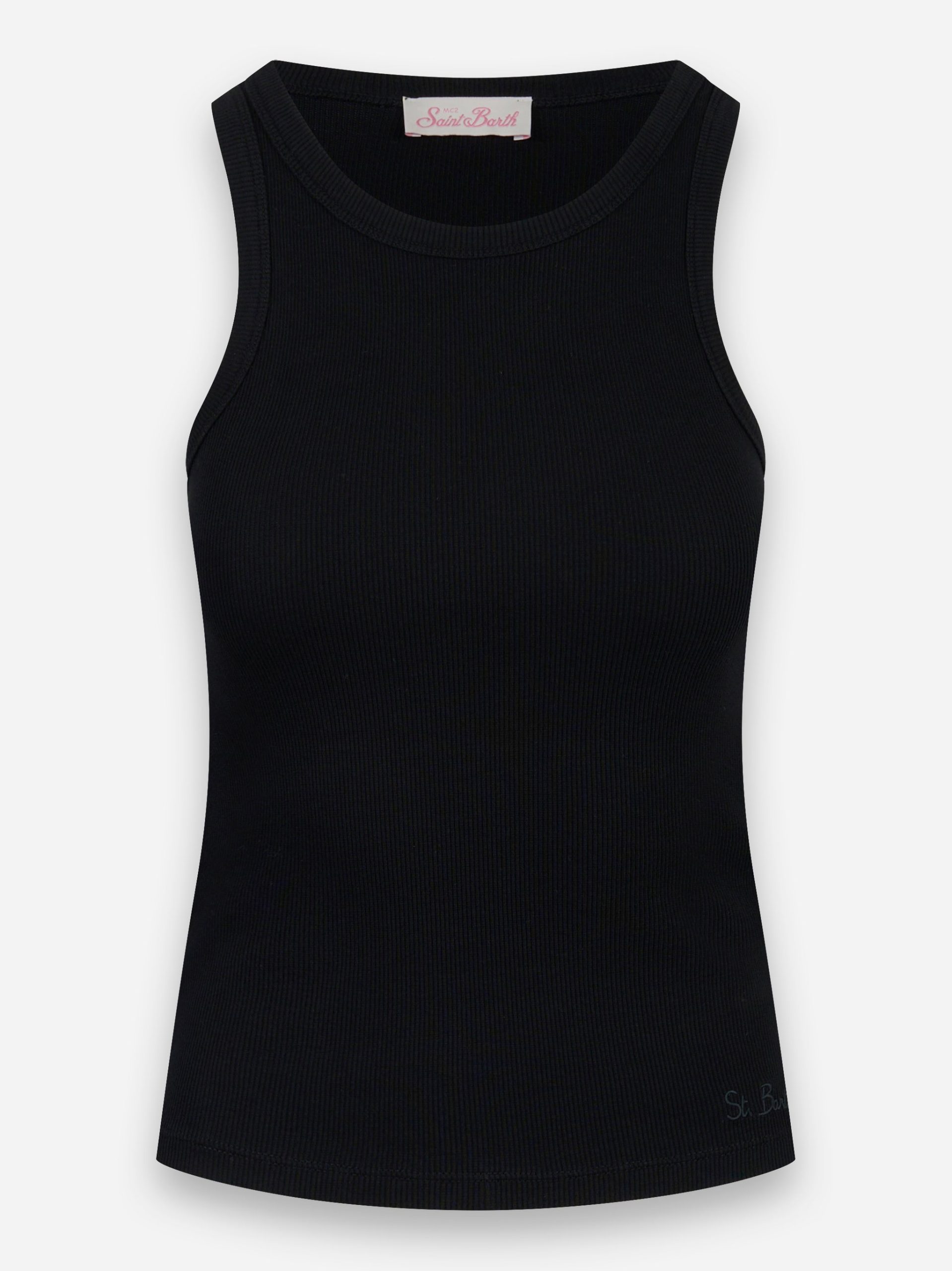 Tank top Ada a costine Nero