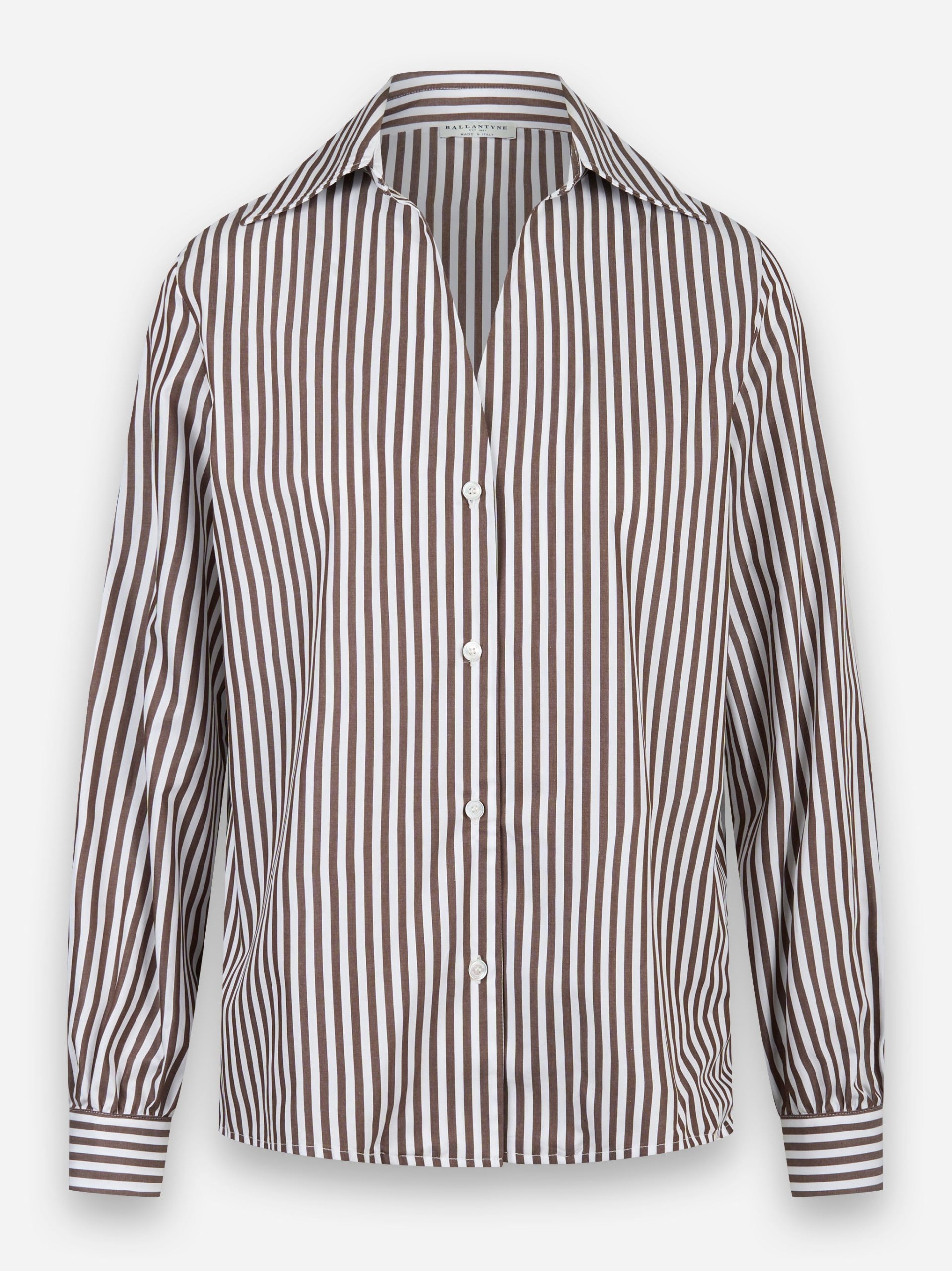 Camicia in cotone con motivo a righe Marrone