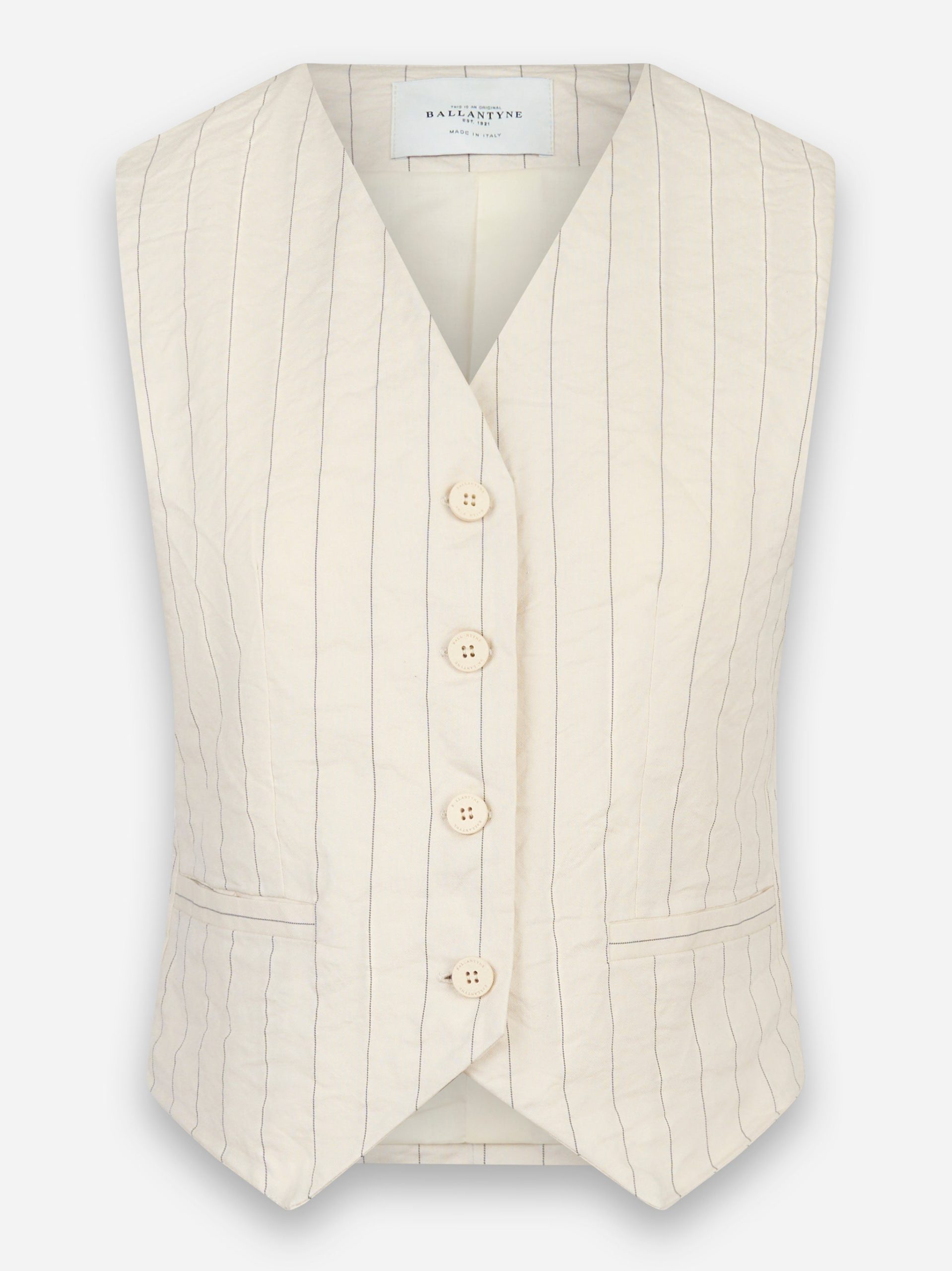 Gilet gessato effetto stropicciato Bianco