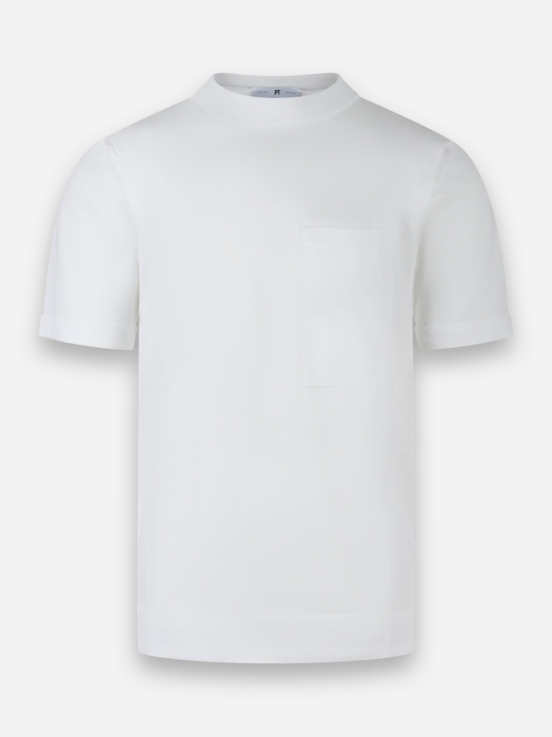 Maglia girocollo patch tinta unita finezza 16 Bianco