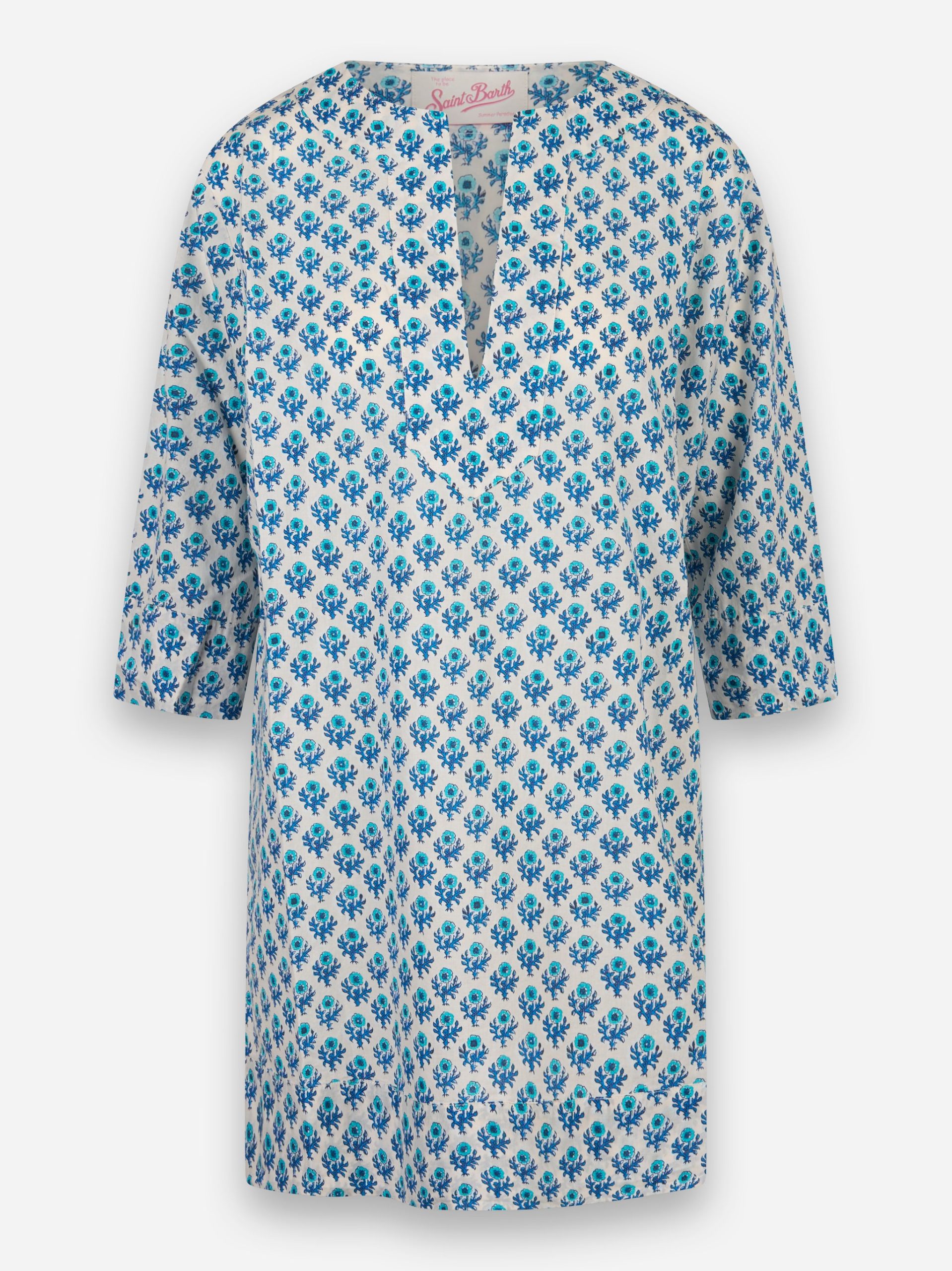 Abito Macha in cotone con stampa floreale Blu