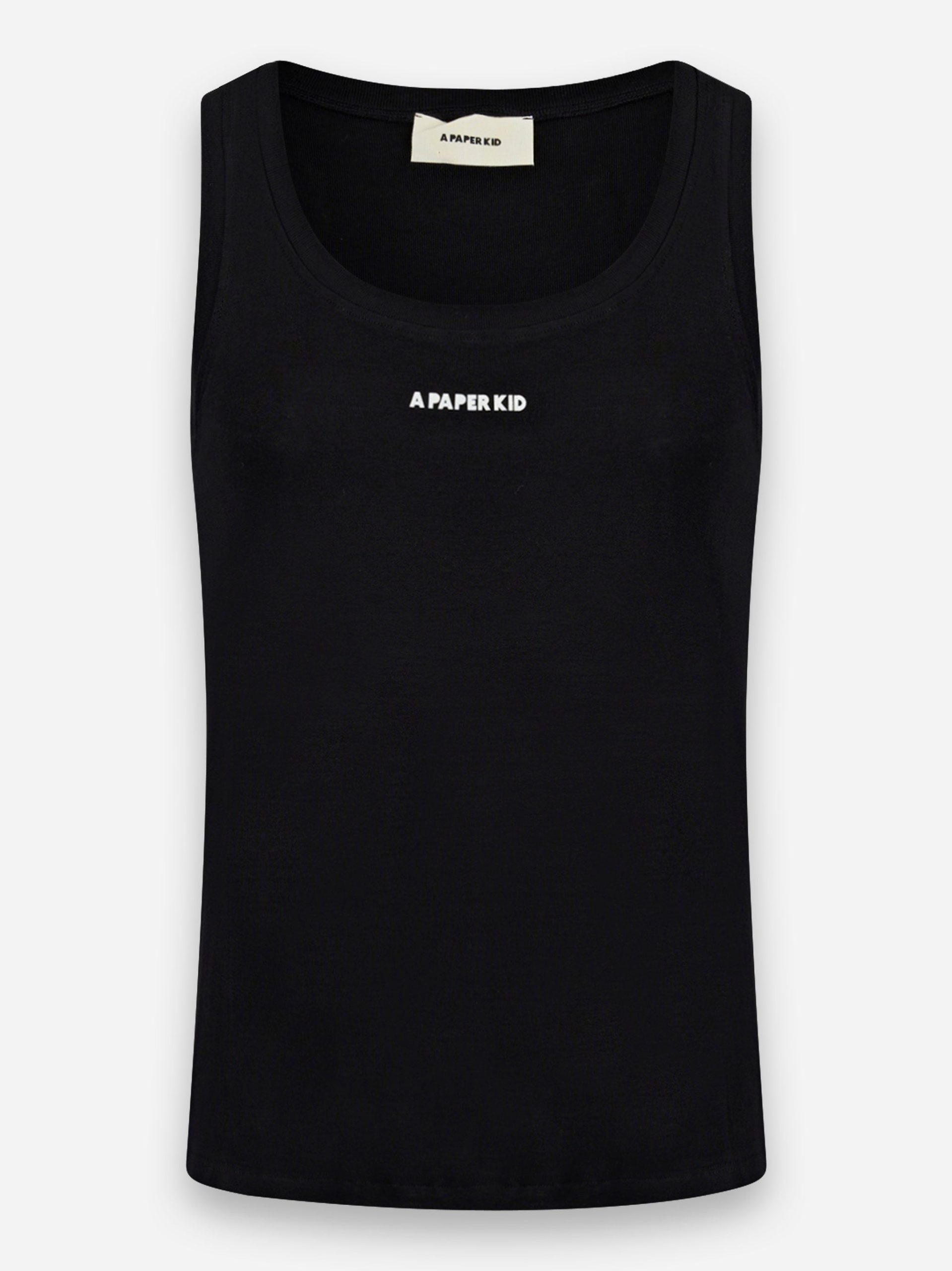 Tank top in cotone con stampa logo Nero