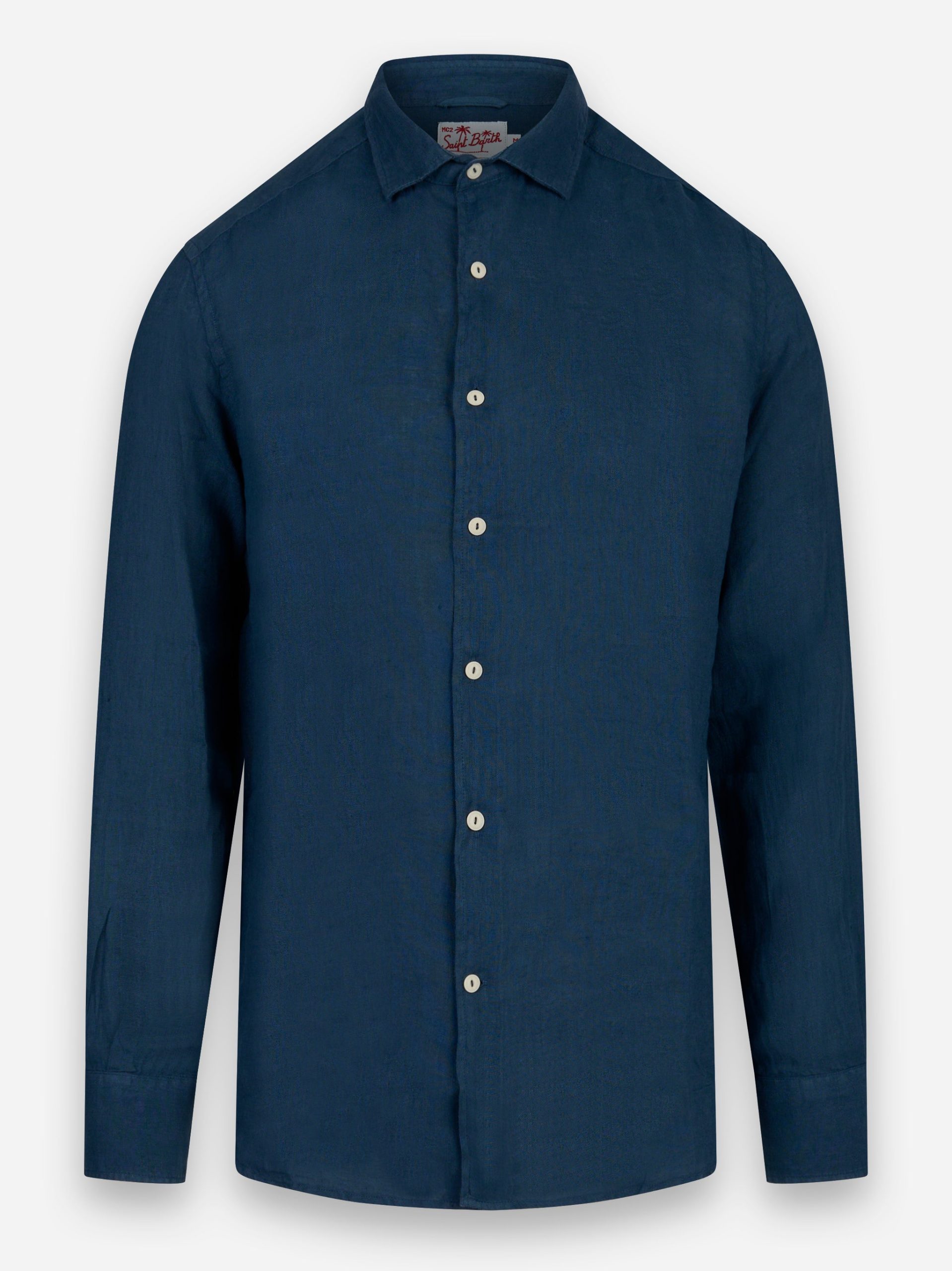 Camicia Pamplona manica lunga in lino Blu