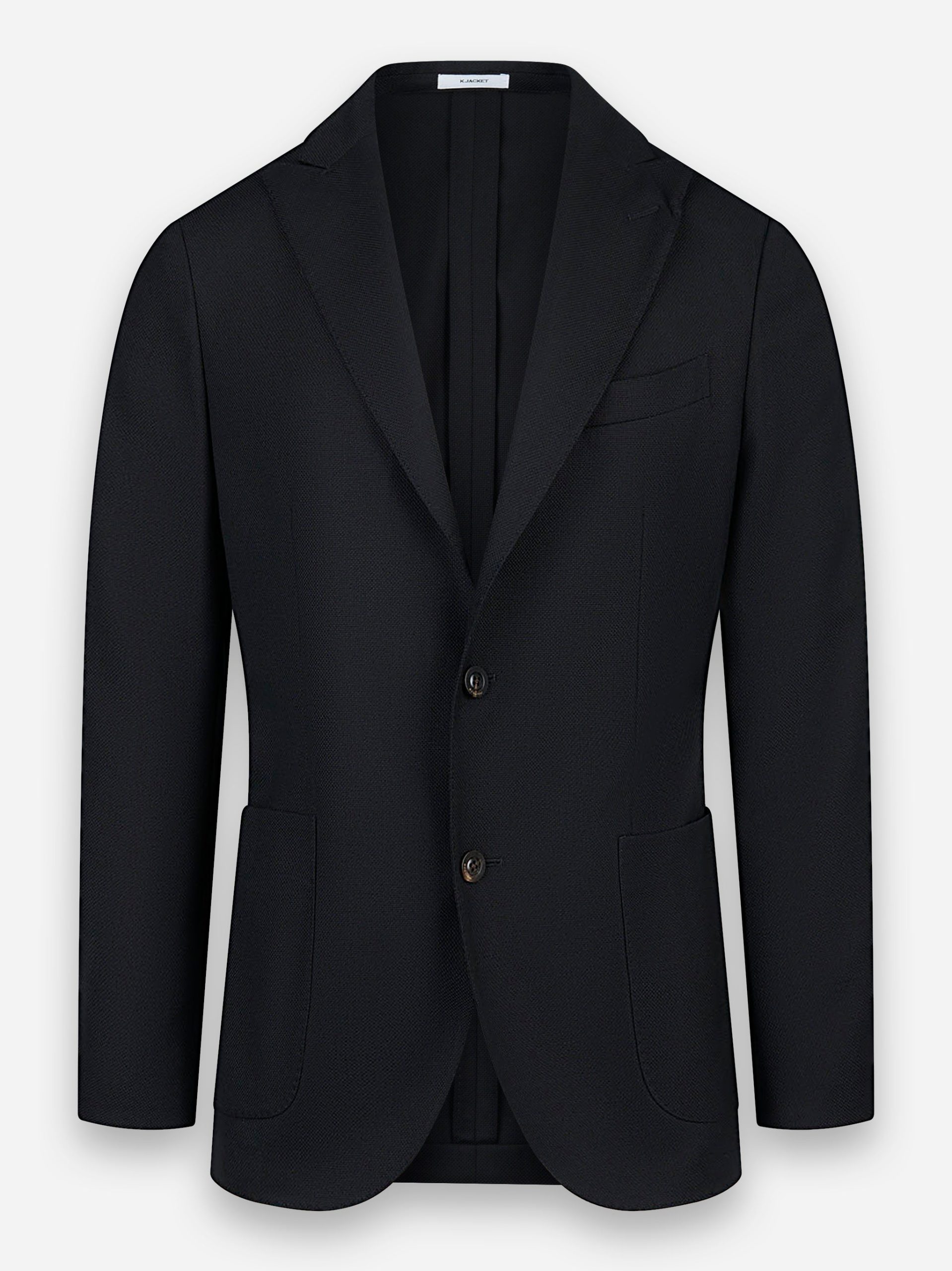 Blazer in lana con rever a lancia e tasche a toppa Nero