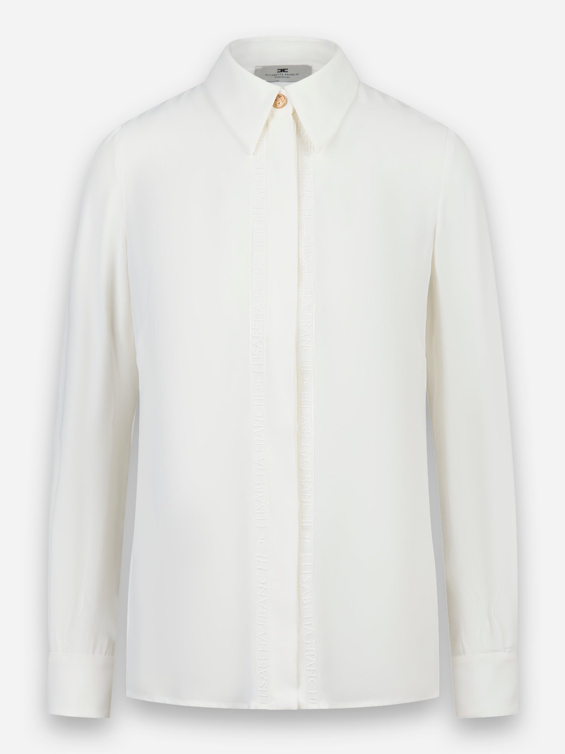 Camicia in georgette con bande lettering Bianco