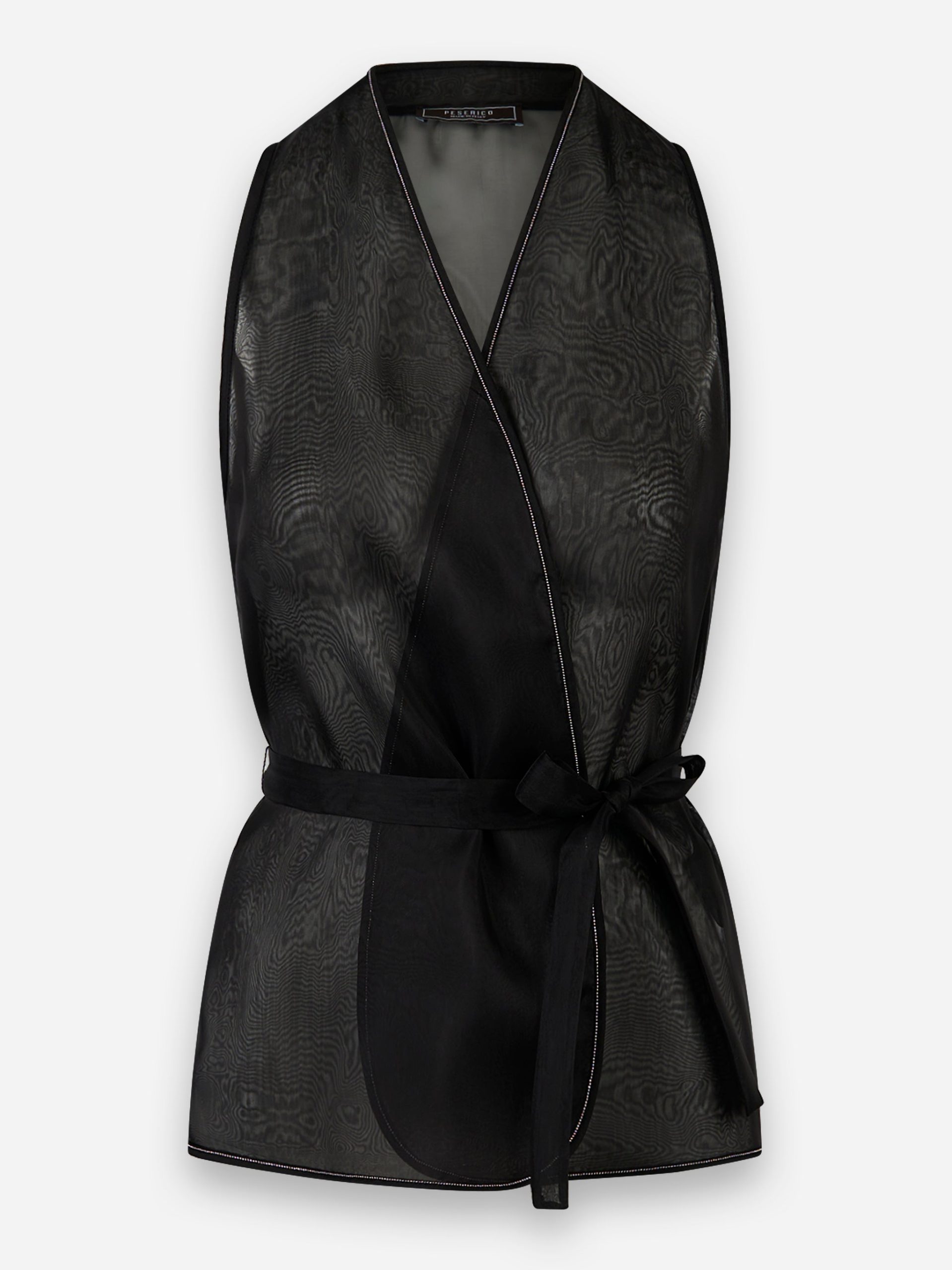 Gilet in organza di seta tecnica con punto luce Nero