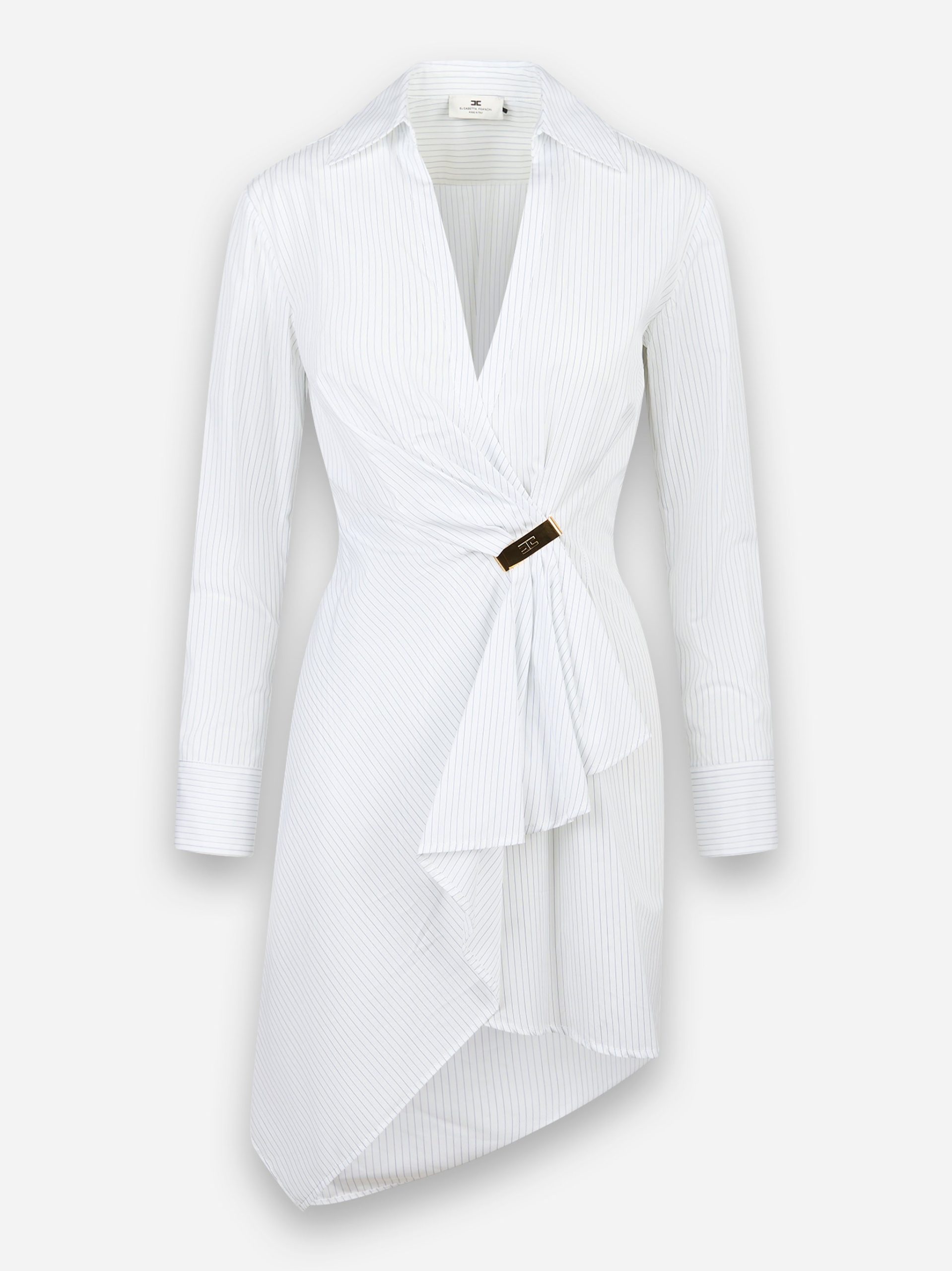 Abito camicia in popeline con dettaglio gioiello Bianco