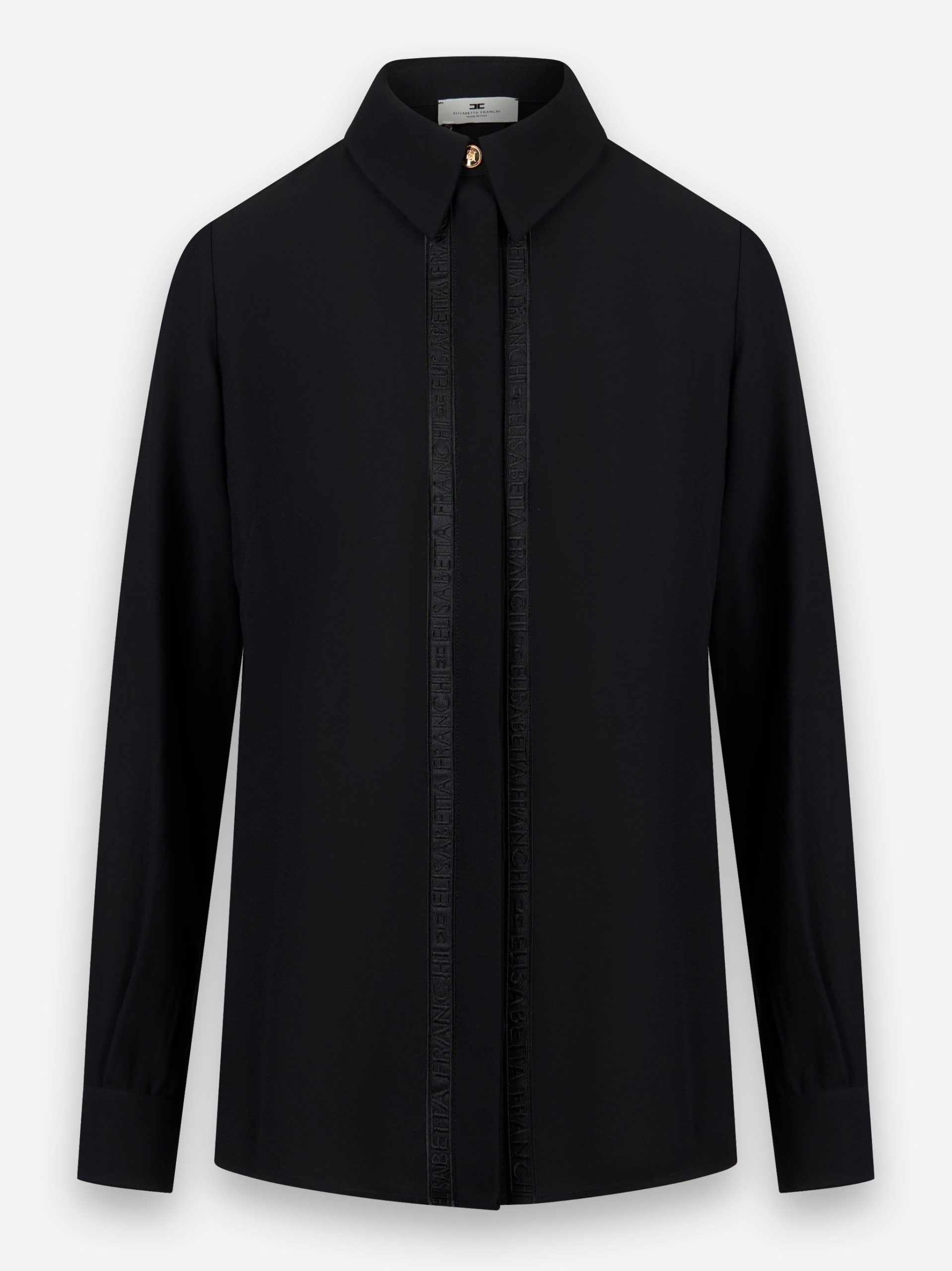 Camicia in georgette con bande lettering Nero