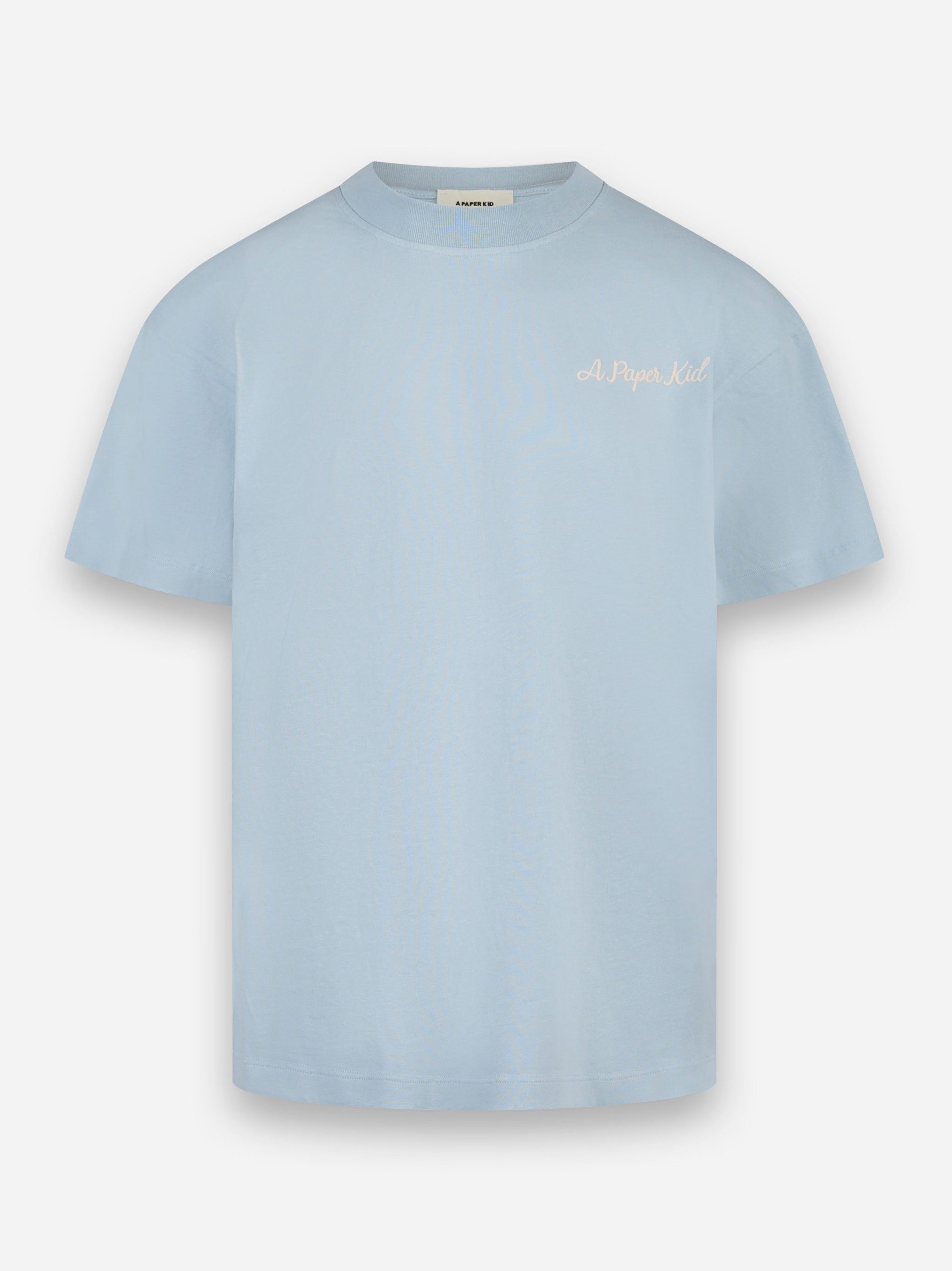 T-shirt manica corta con stampa logo Celeste