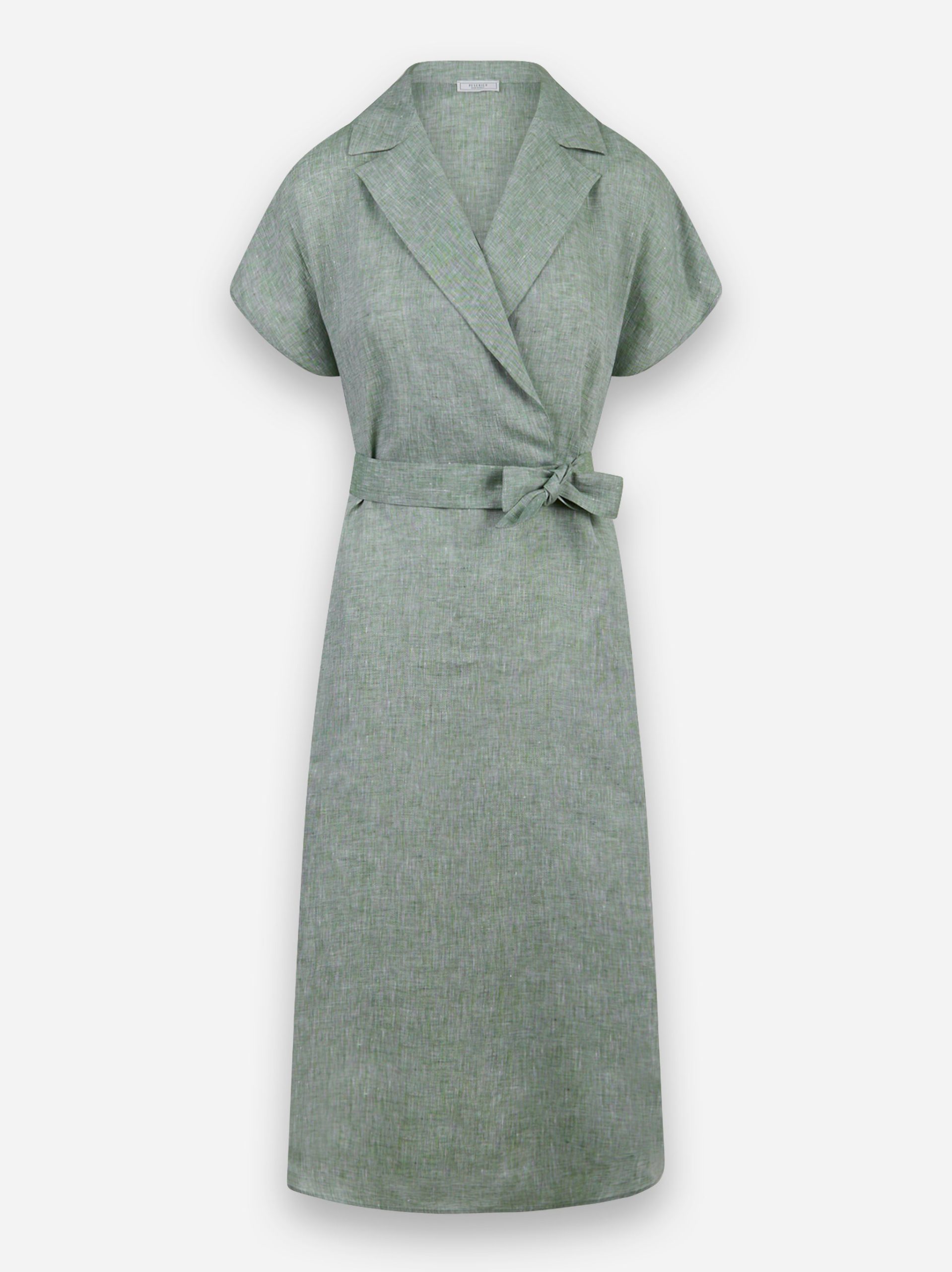 Abito midi in tela di puro lino Verde