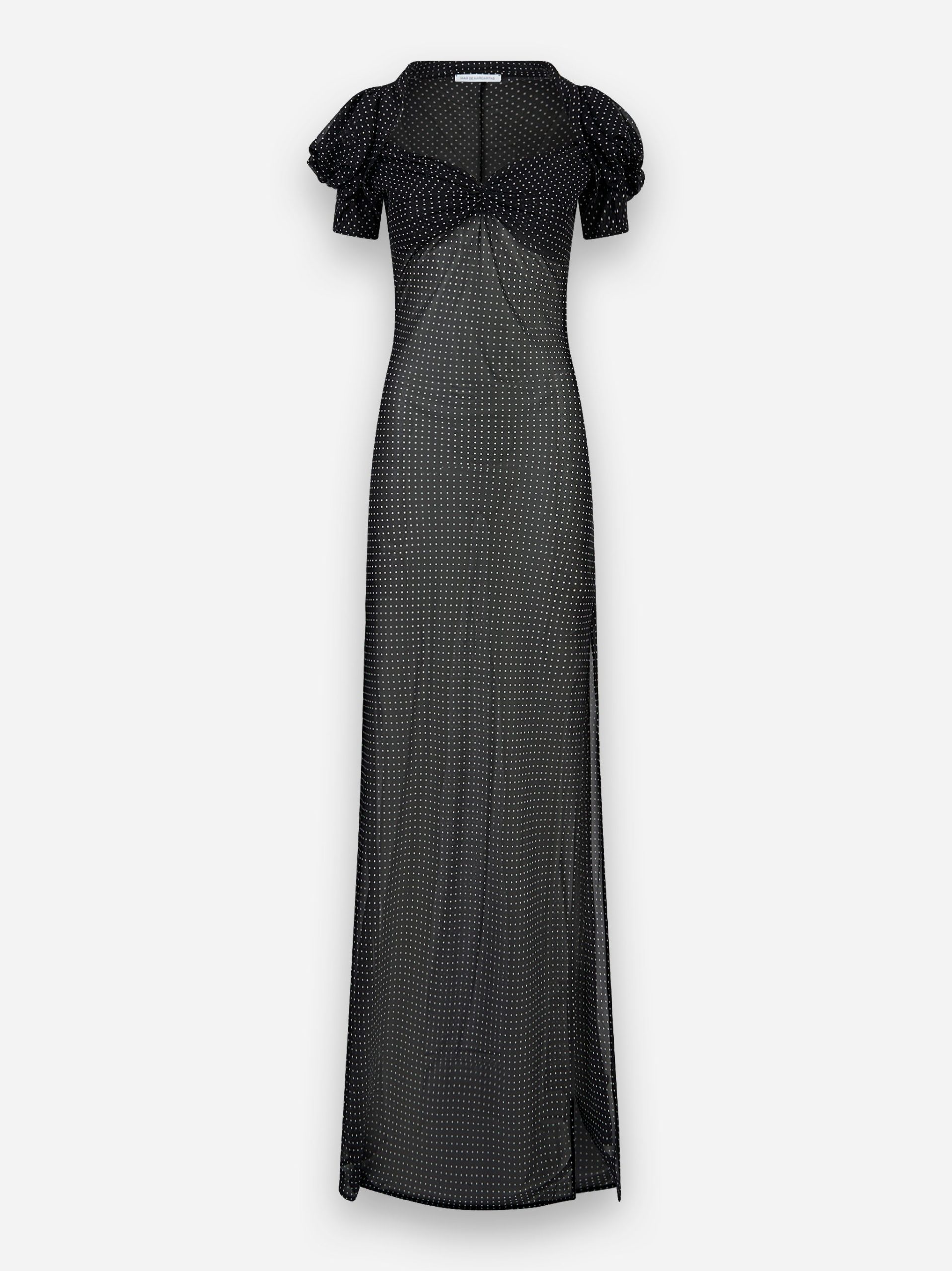 Abito Benedetta lungo in georgette manica a sbuffo Nero