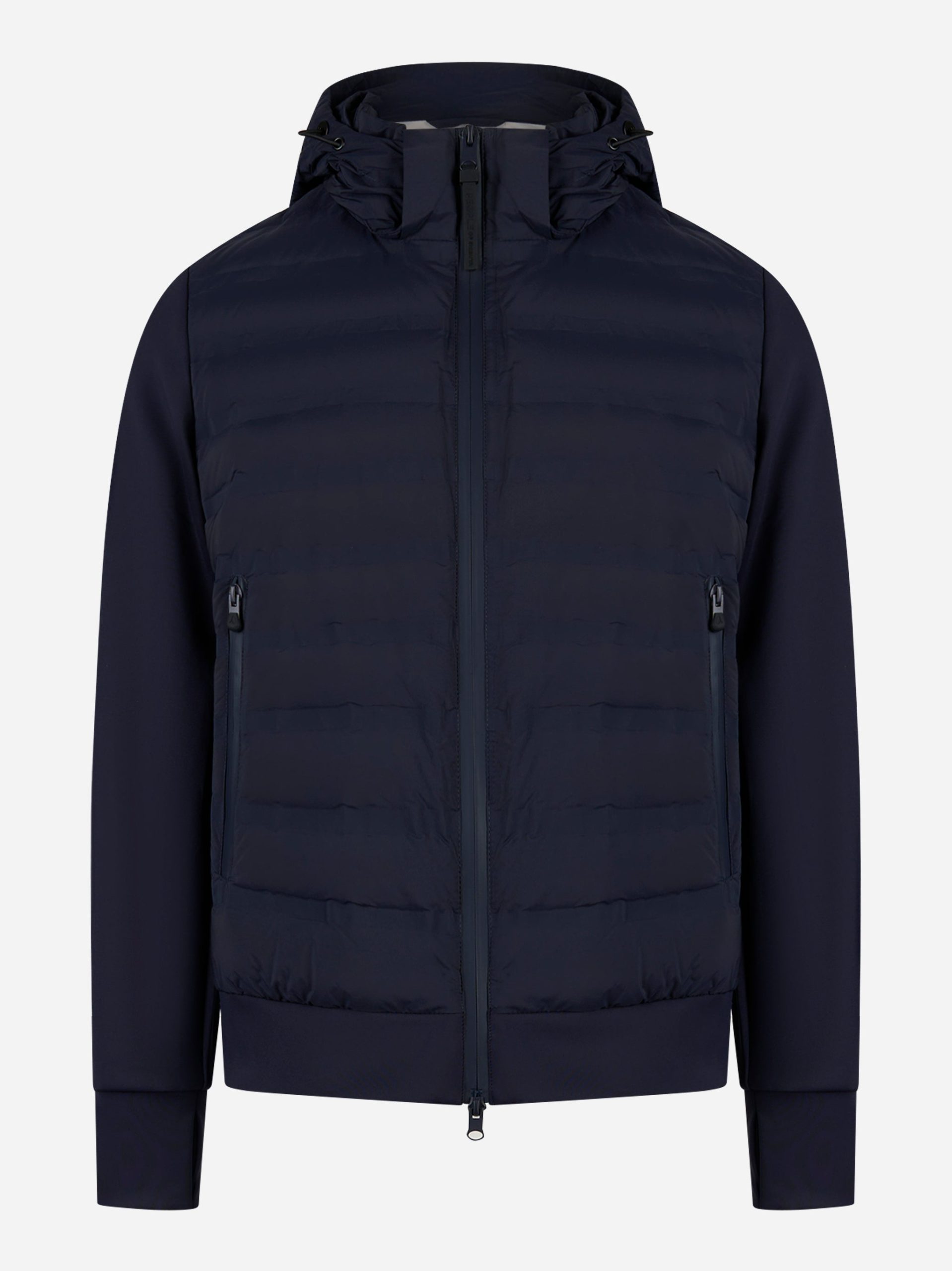 Giacca con cappuccio con inserto in piuma New Blu