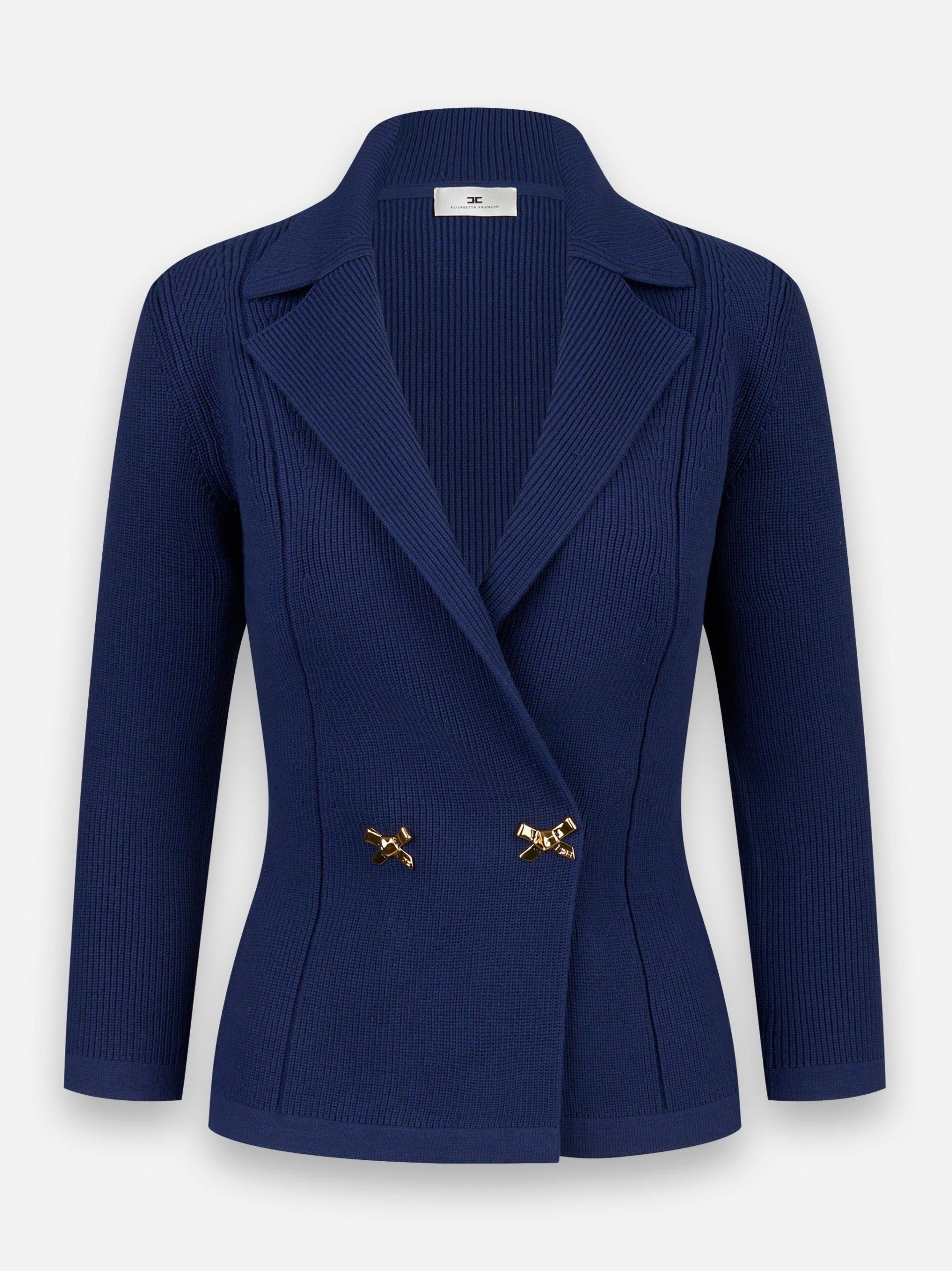 Blazer in maglia con fiocchi gioiello Blu
