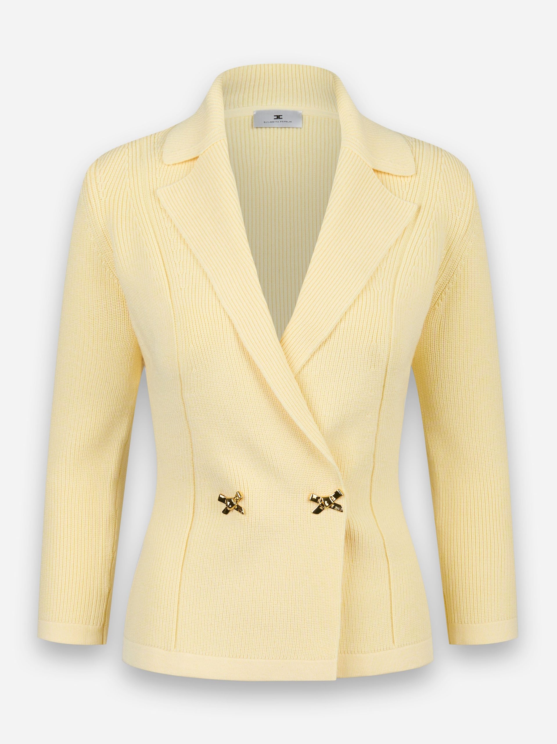 Blazer in maglia con fiocchi gioiello Giallo