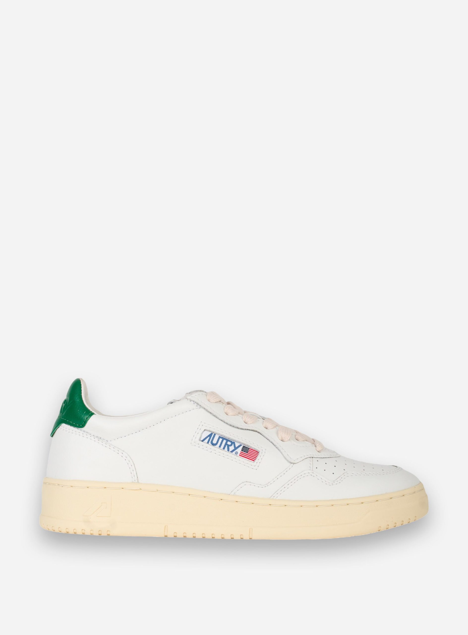 SNEAKERS MEDALIST LOW IN PELLE BIANCA CON TALLONCINO COLOR Verde