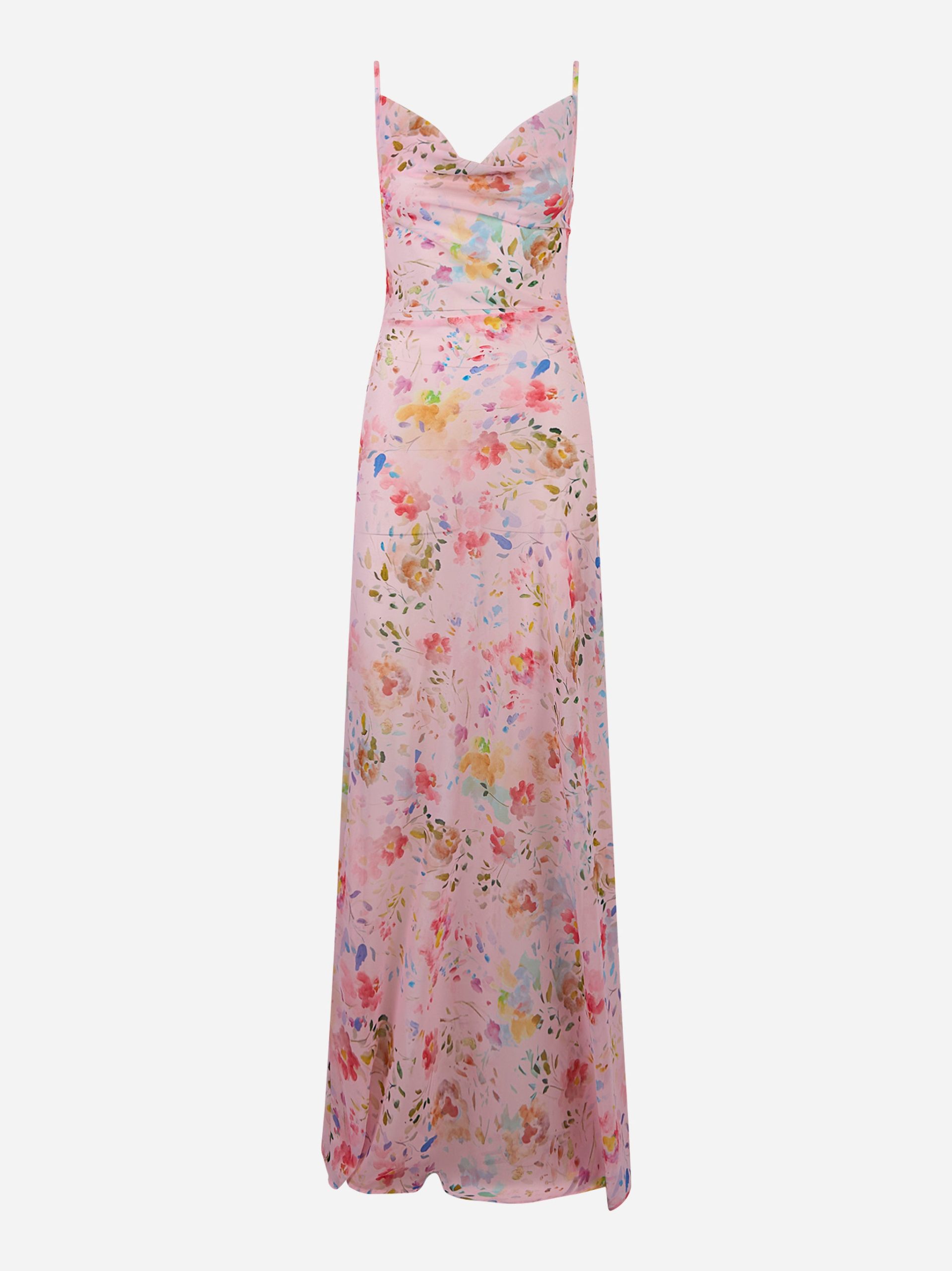 Abito Abbey lungo in georgette con apertura sulla schiena Rosa