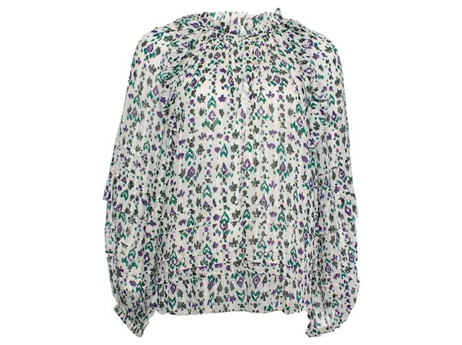 Isabel Marant Etoile, Blusa bianca con maniche a sbuffo Multicolore