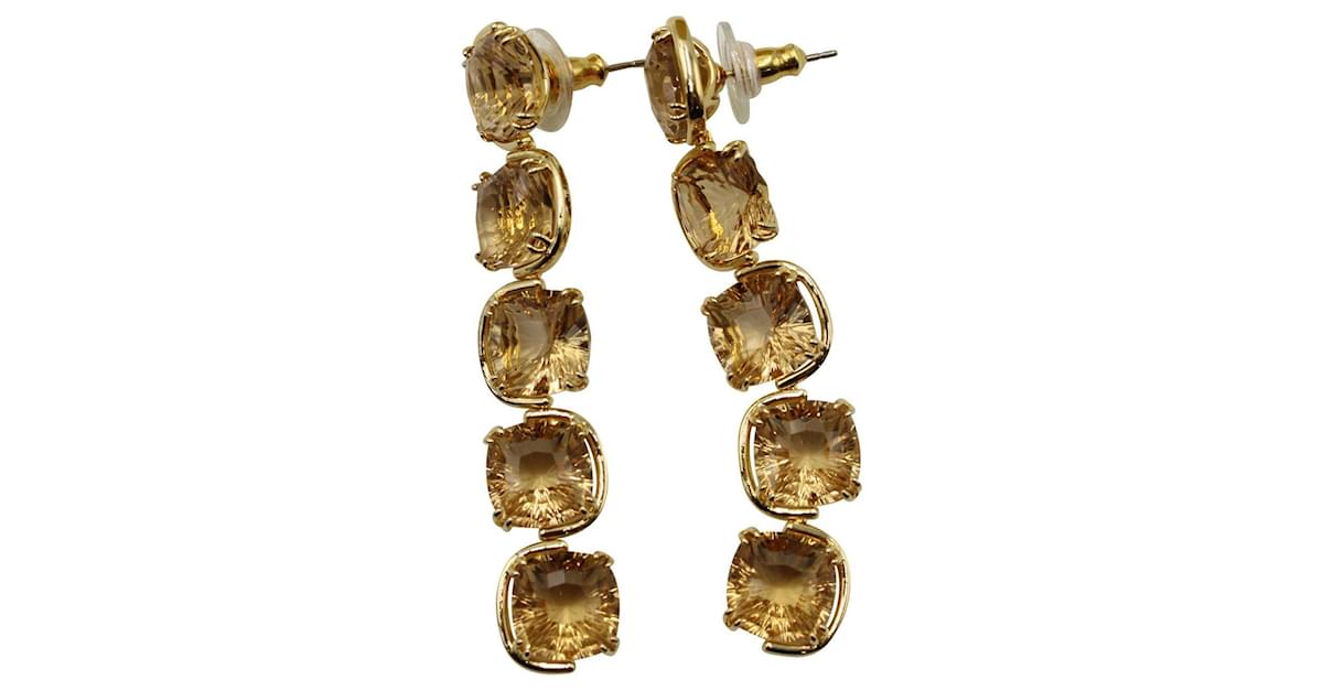 Orecchini pendenti Swarovski Harmonia con taglio a cuscino in cristallo giallo