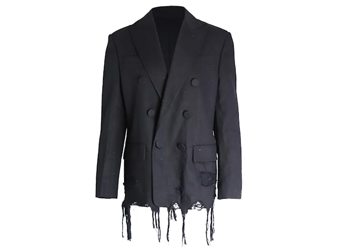 Blazer Alexander Wang con petto foderato e orlo effetto vissuto in cotone nero