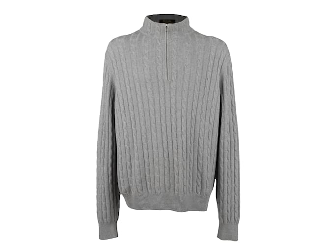 Maglia Mezzocollo Treccia Loro Piana Grigio