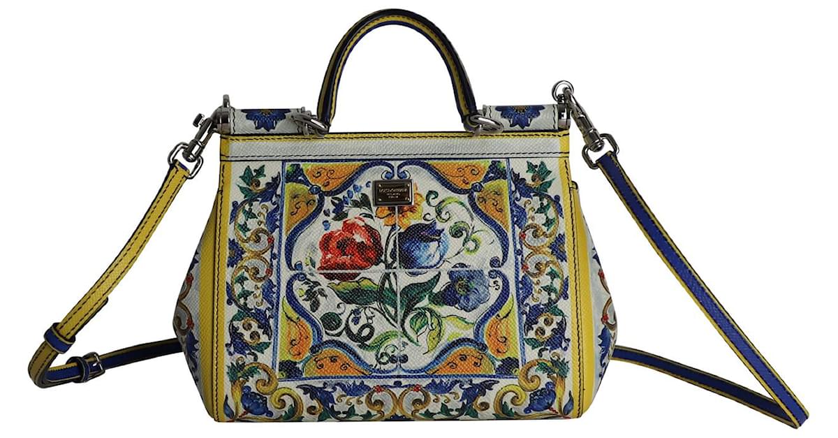 Borsa Sicily Media Stampa Maioliche Dolce & Gabbana in Pelle Multicolor Multicolore