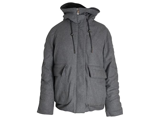 Giacca invernale Asa con cappuccio imbottito di Acne Studios in lana grigia Grigio