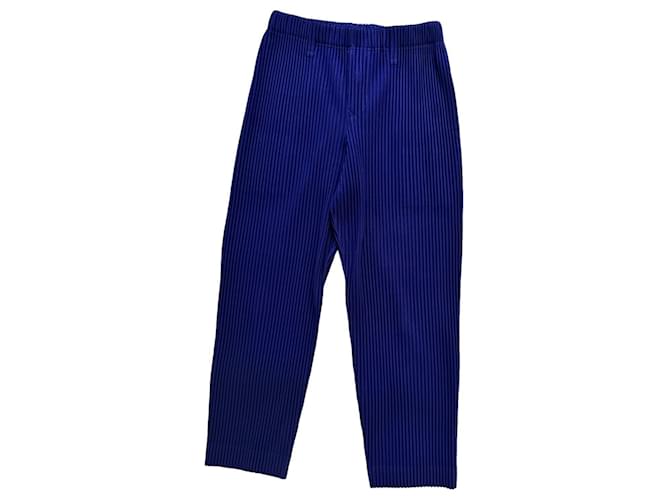 Issey Miyake Pantaloni Homme Plissé Blu Royale