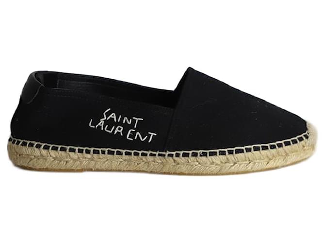 Espadrillas con logo ricamato Saint Laurent in tela nera Nero
