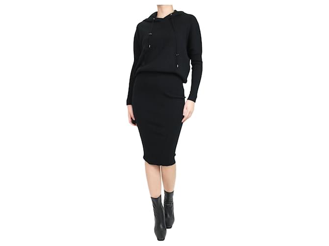 Tom Ford Abito midi nero con cappuccio in maglia a coste - taglia XS