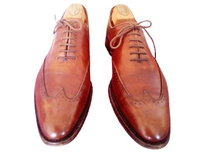 Autre Marque Derby in pelle patinata cognac