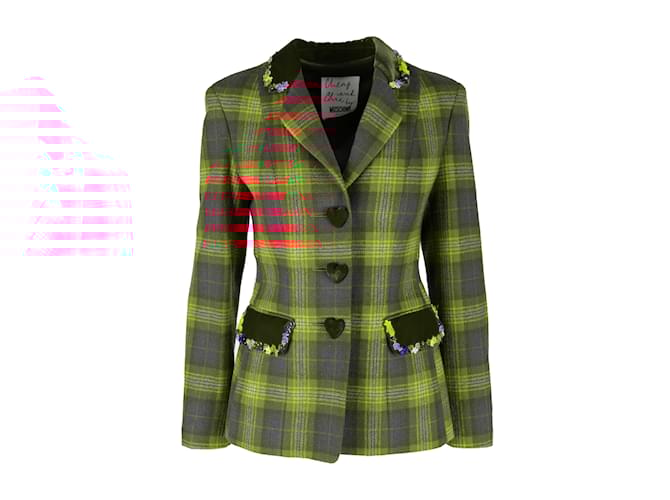 Giacca Moschino Cheap & Chic scozzese con bottoni a cuore Multicolore