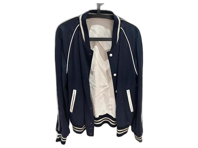 Teddy Sandro reversibile taglia L Bianco Blu navy