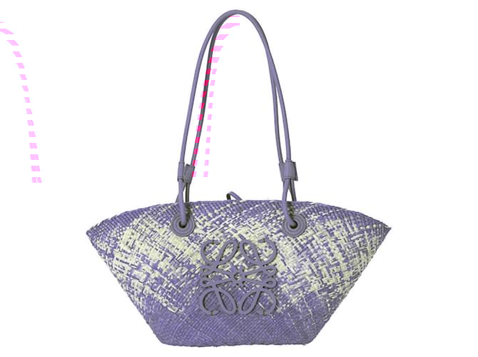 Borsa a cestino Anagram piccola Ibiza di Loewe + Paula in palmo rosa Ombre Iraca e pelle di vitello