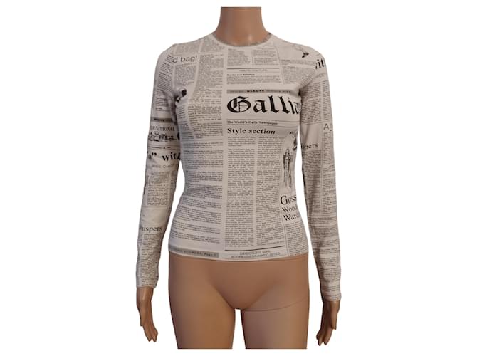 Carta da giornale con motivi bianchi John Galliano Bianco