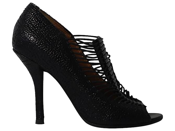 Stivaletti Givenchy Spazz Peep Toe in pelle nera Nero