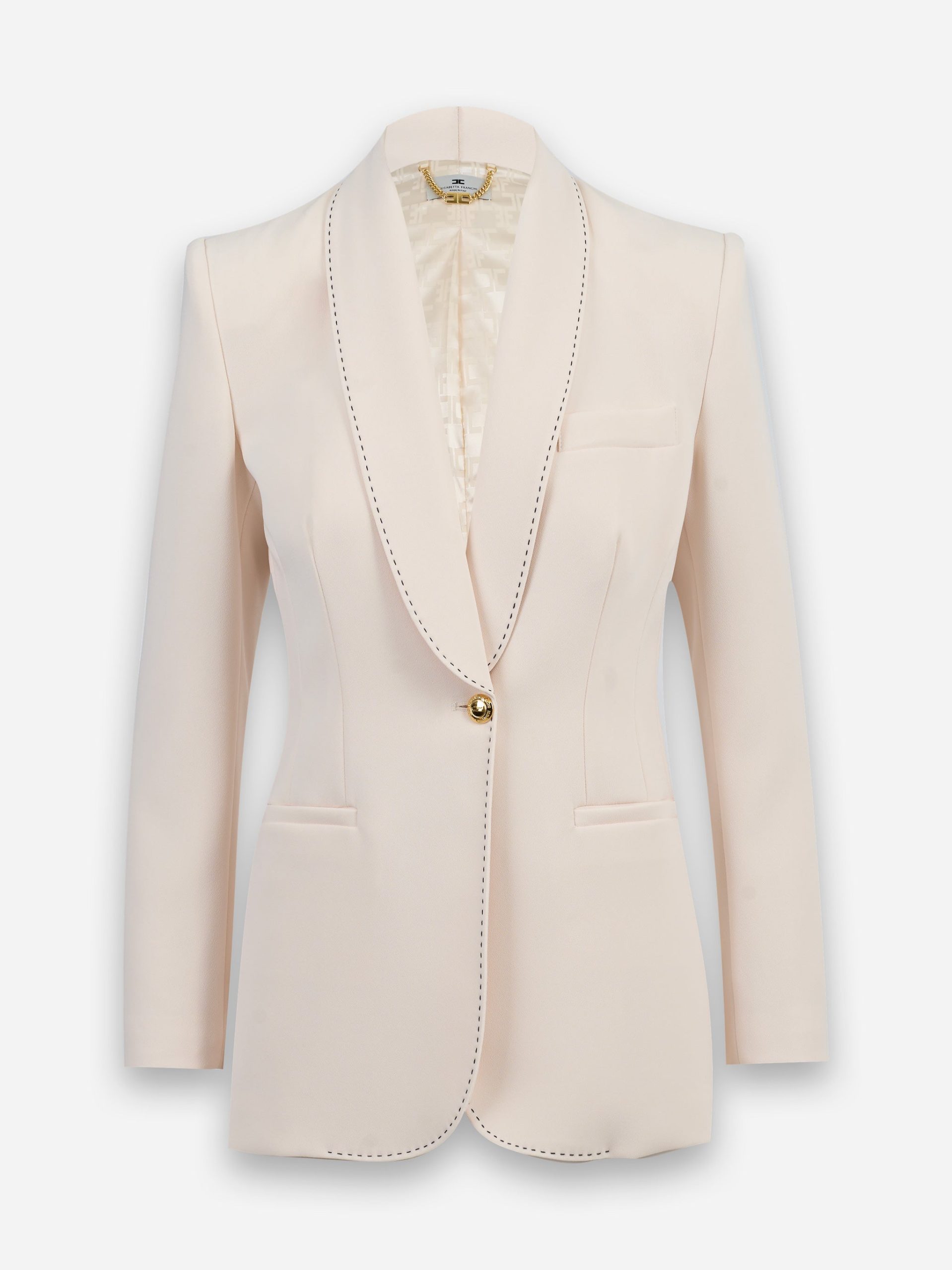Giacca in crepe con impunture a contrasto Bianco