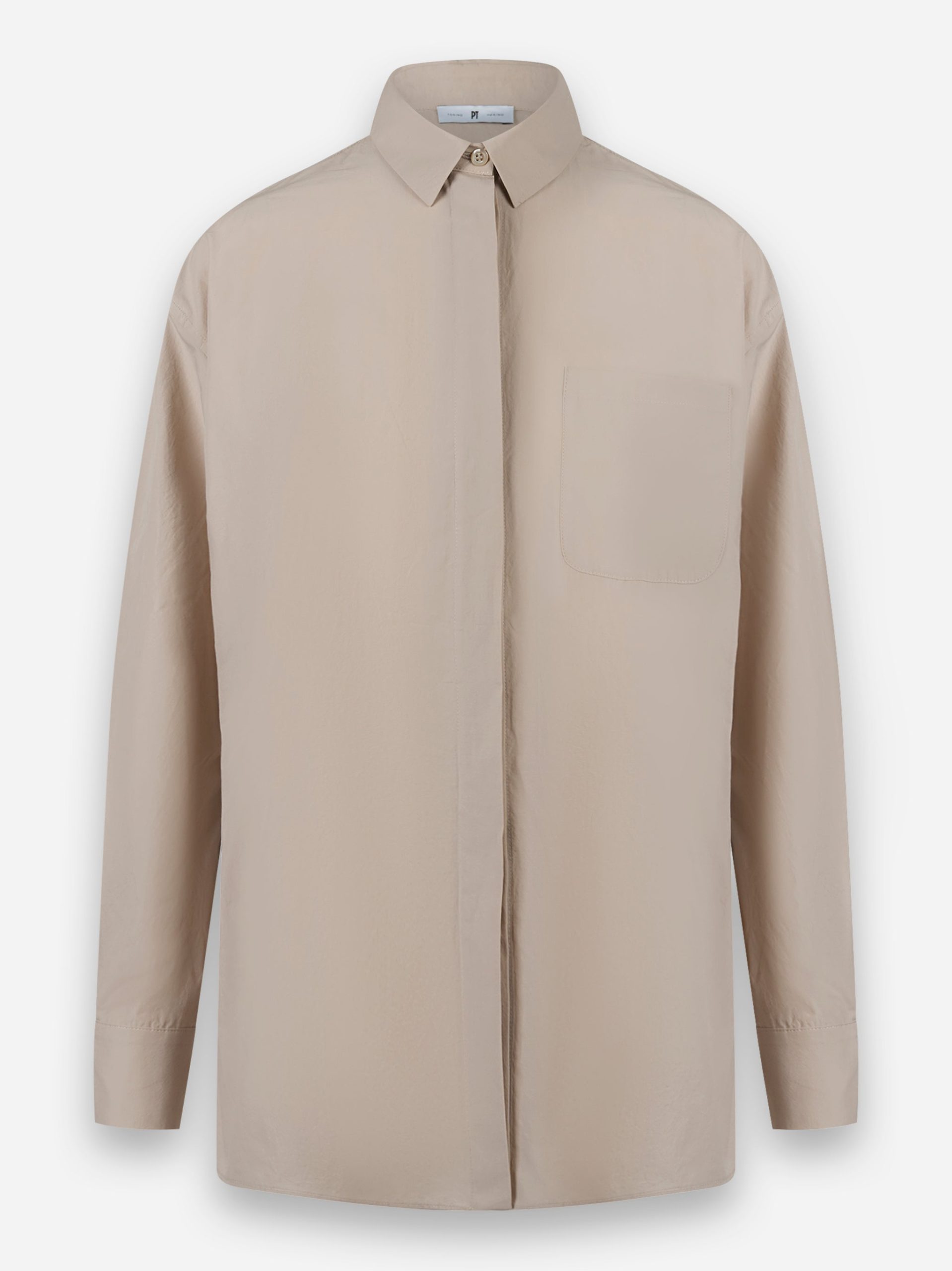 Camicia con tasche applicate in cotone Beige